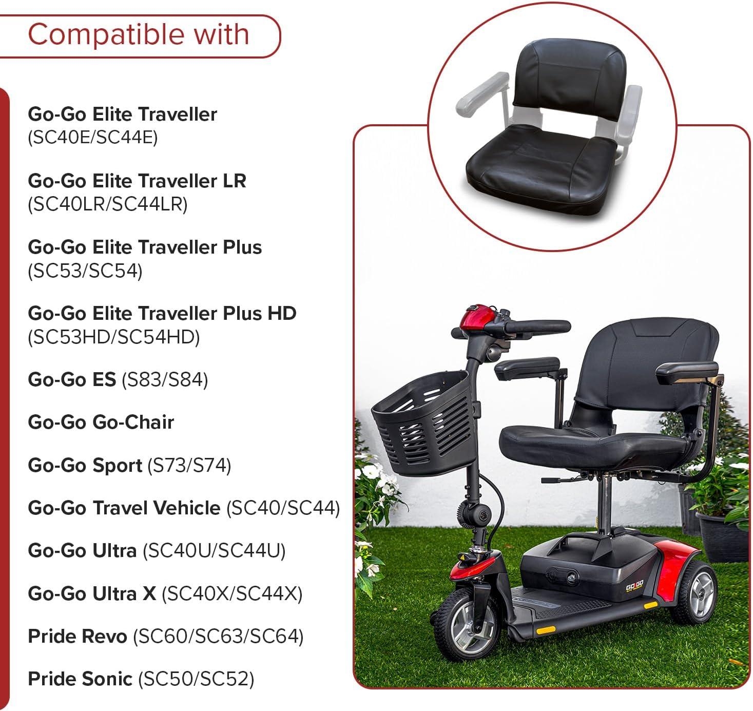 AlveyTech Black Seat Cover Set for Mobility Scooters, 4-Wheel Electric Scooter Wheelchair Covers