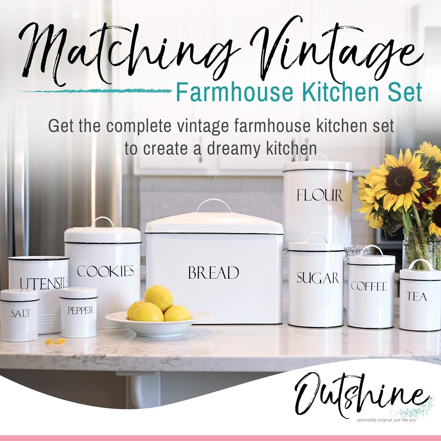 Outshine Co Outshine Farmhouse Nesting Kitchen Canister Set Perfect for Flour Coffee Tea Sugar (Set of 4)