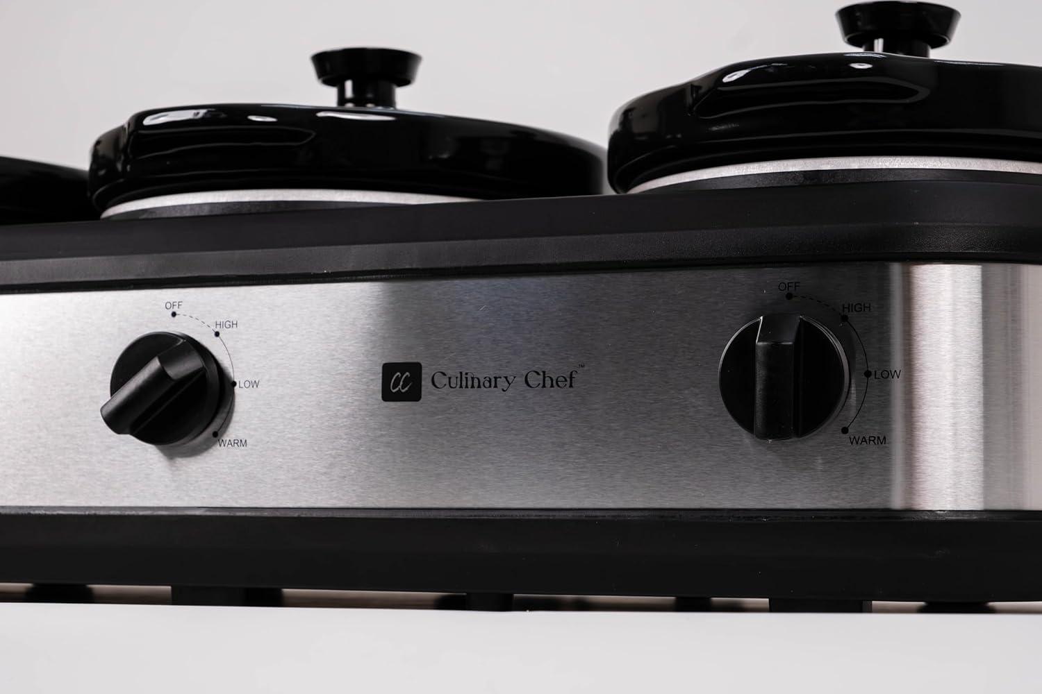 Culinary Chef 3 x 2.5 Qt. Triple Slow Cooker - Stainless-Steel