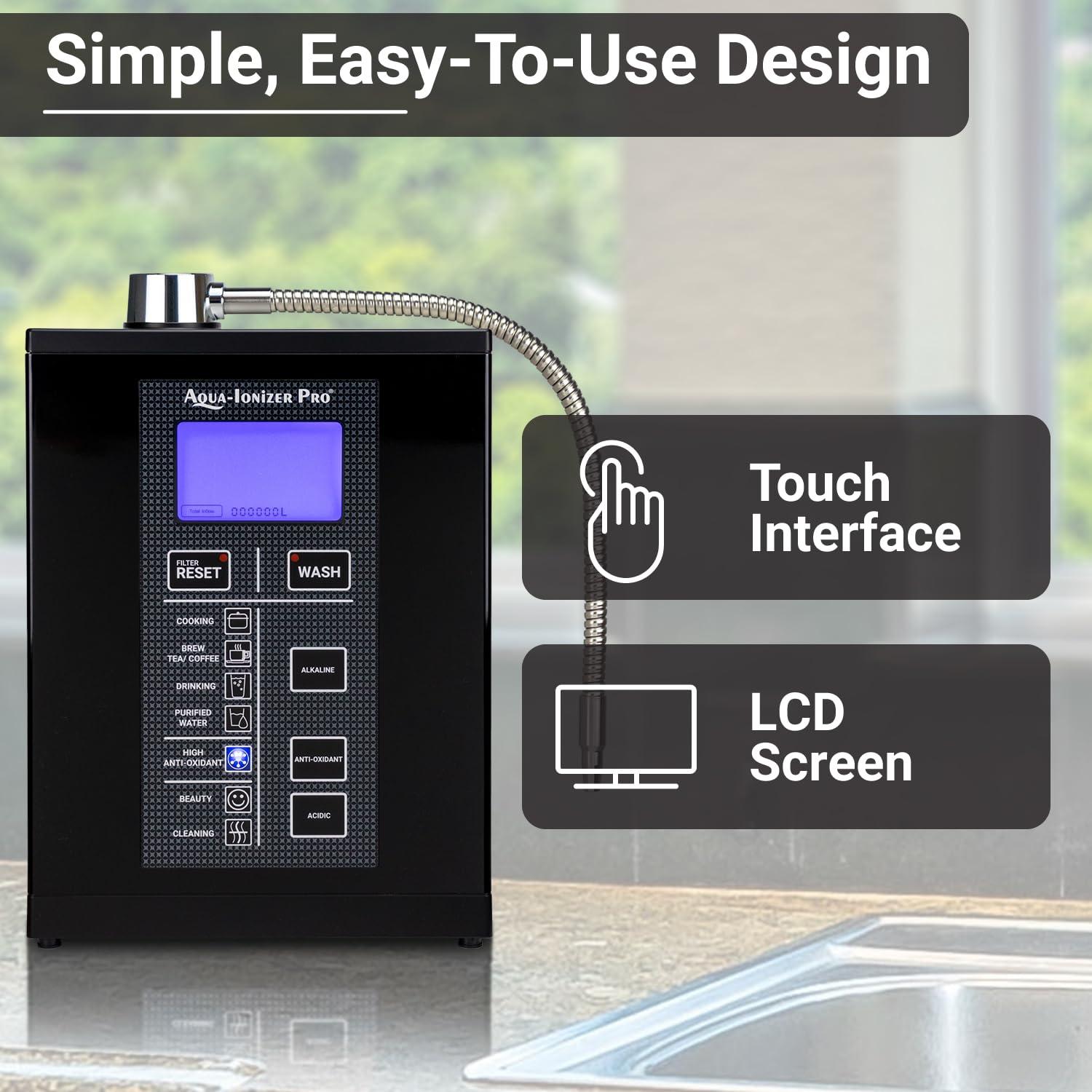 Aqua Ionizer Deluxe 9.5 Anti-Oxidant Boost Water Ionizer | Alkaline Water Filtration System | Produces pH 3.0-11.5 Alkaline Water | Up to -880mV ORP | 4000 Liters Per Filter | 7 Water Settings