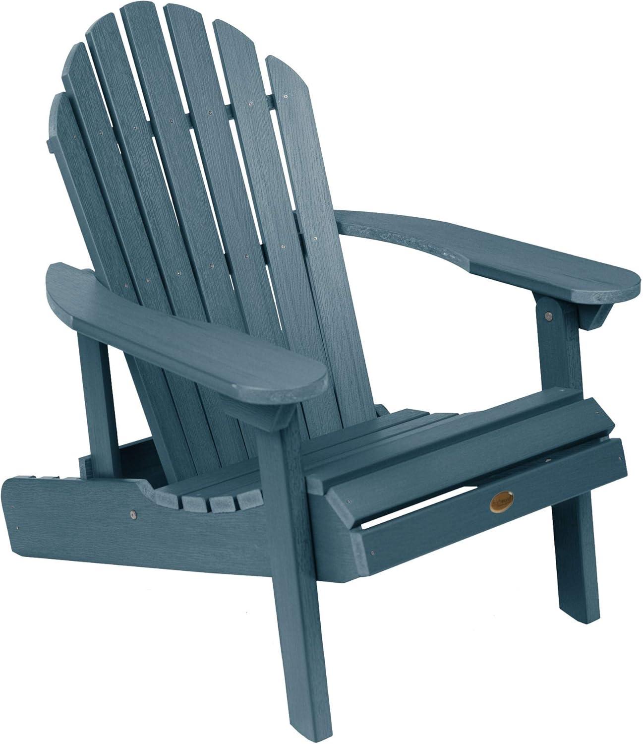 Nantucket Blue Folding Reclining Adirondack Chair with Arms