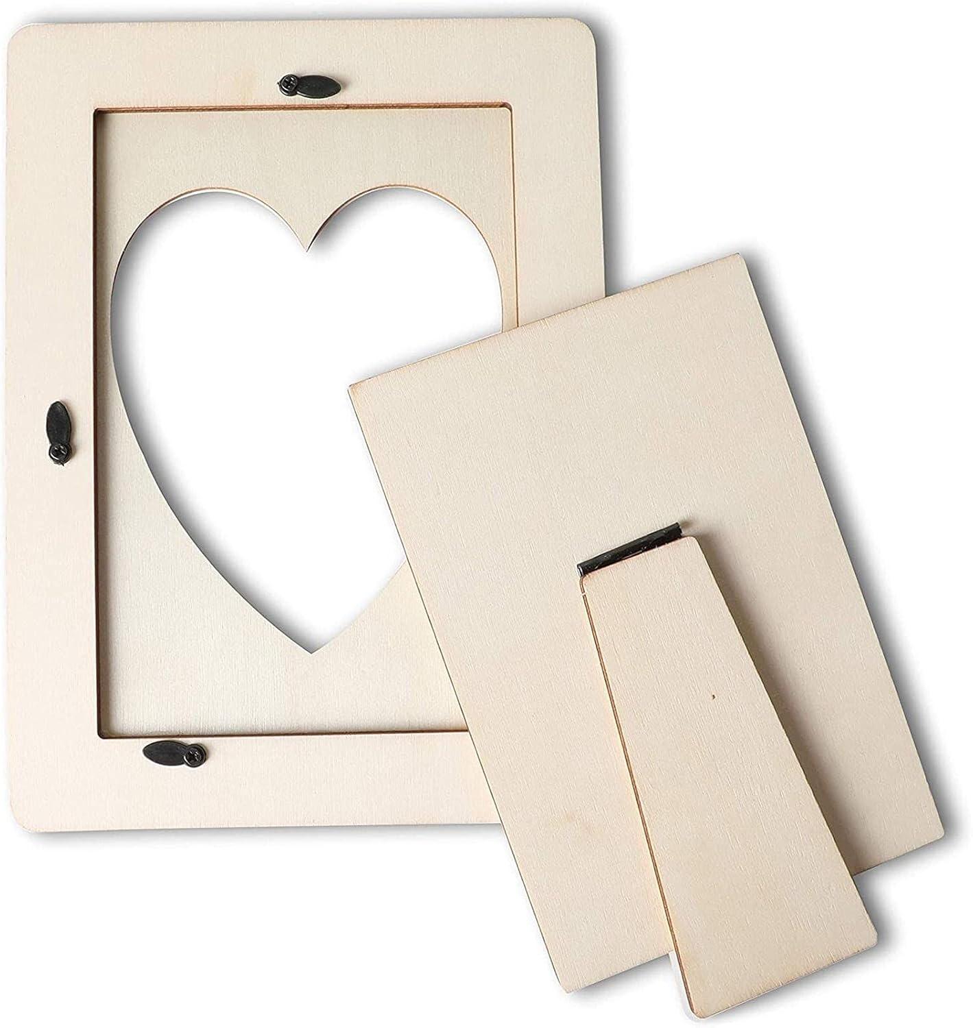 Bright Creations 4 Pack Unfinished Wood Craft Frames for 4 x 6 Photos, Heart