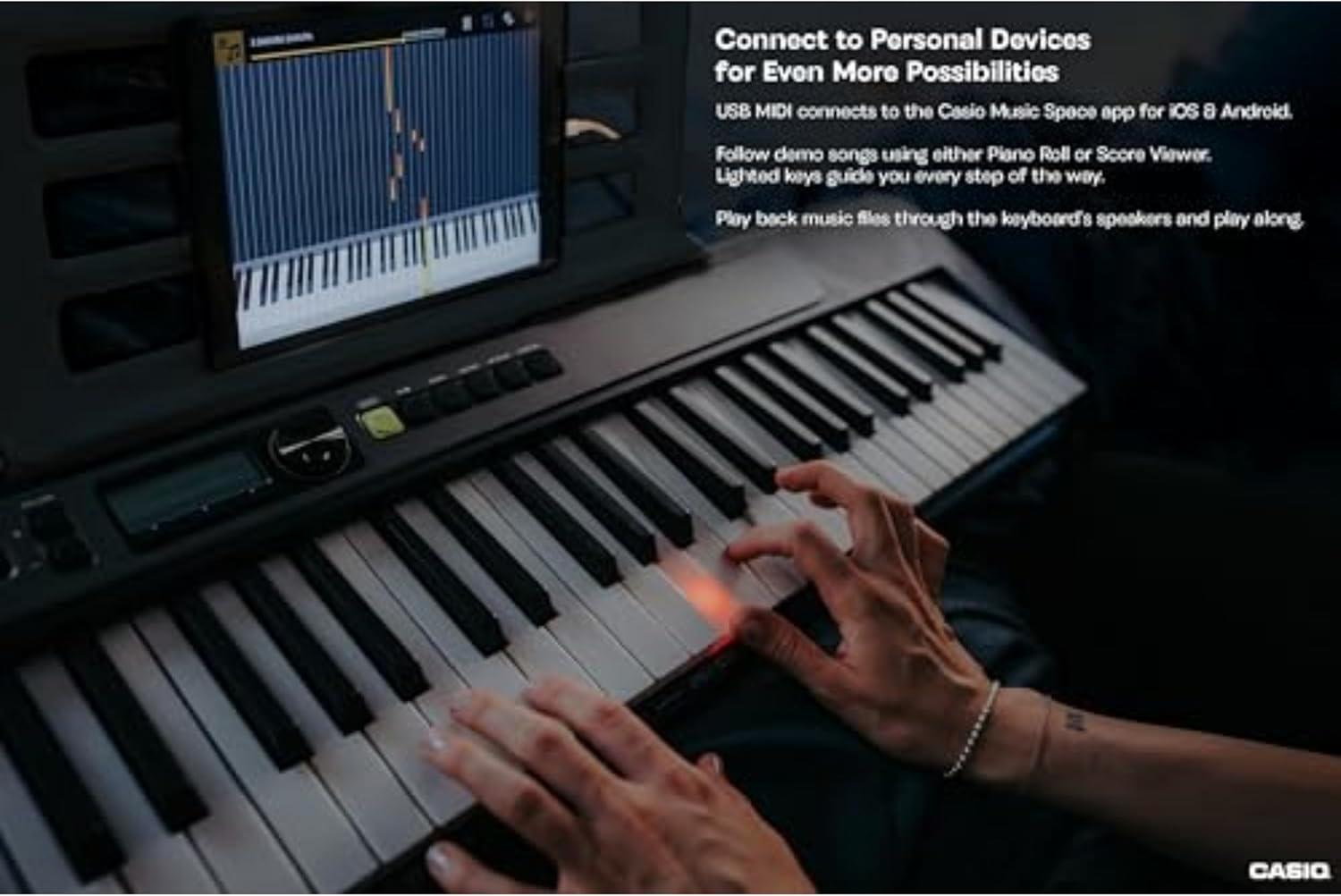 Casio Casiotone LK-S250 Lighted 61-Key Digital Keyboard Black