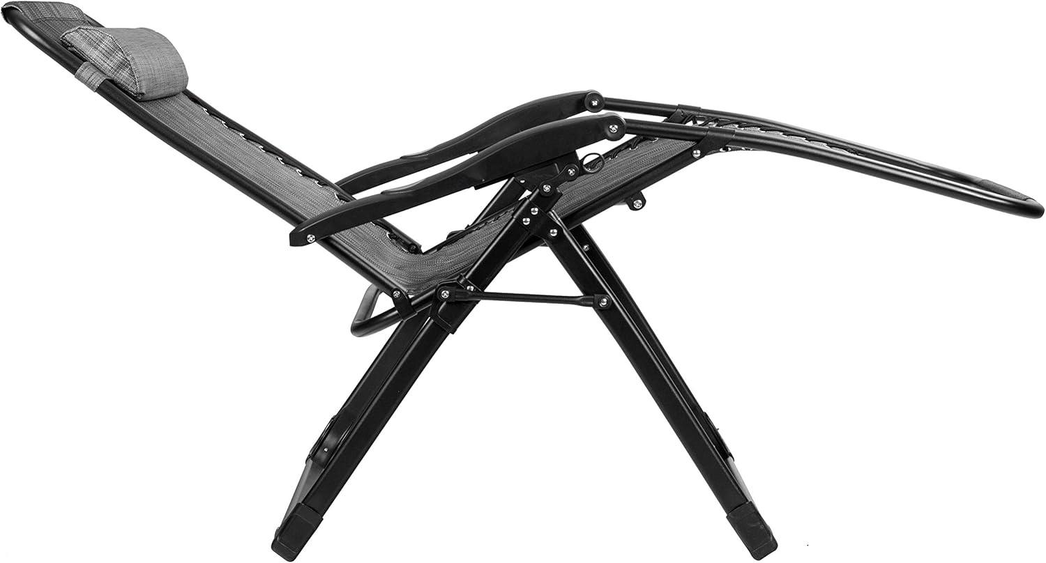 Arlmont & Co. Zero Gravity Chair Set of 2, Outdoor Folding Lounge W/Detachable Headrest & Holder Tray, Adjustable Textilene Lawn Reclining, No Assembly Required, for Patio, Backyard, Garden, Poolside,