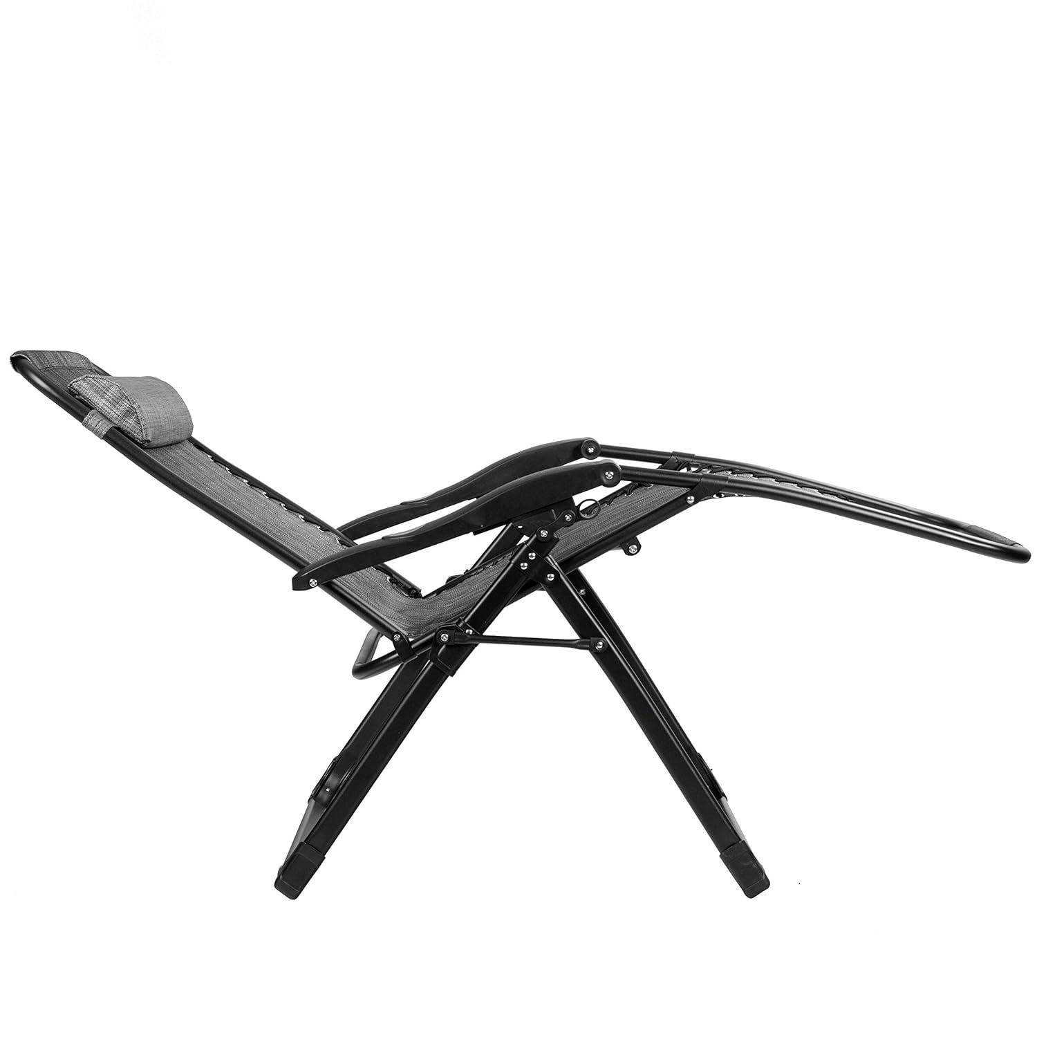 Arlmont & Co. Zero Gravity Chair Set of 2, Outdoor Folding Lounge W/Detachable Headrest & Holder Tray, Adjustable Textilene Lawn Reclining, No Assembly Required, for Patio, Backyard, Garden, Poolside,
