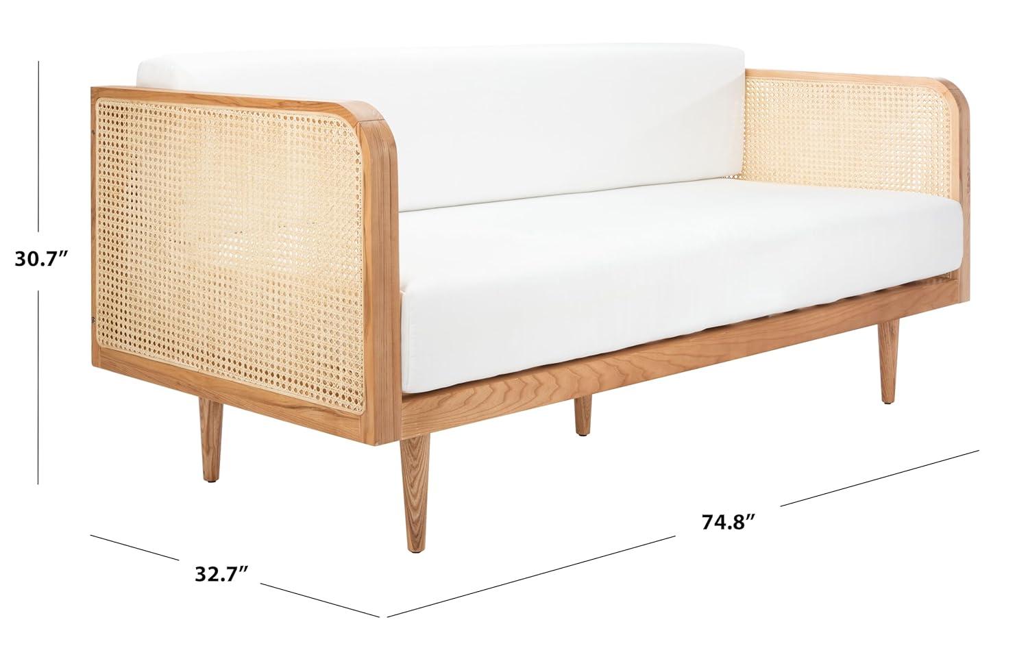 Helena Ivory Linen and Natural Ash Wood Twin Daybed with Drawer