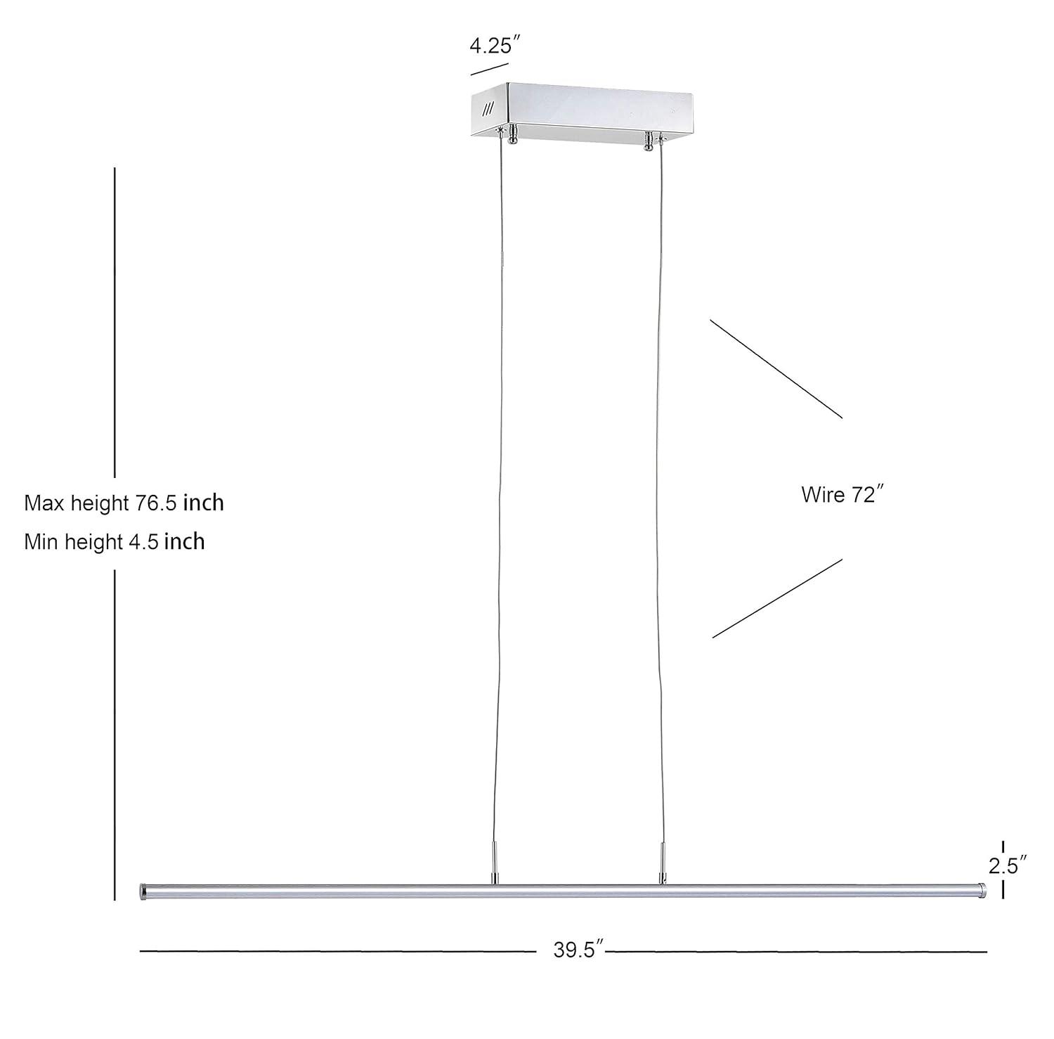 Conley 39.5" Dimmable Adjustable Integrated LED Metal Linear Pendant, Chrome