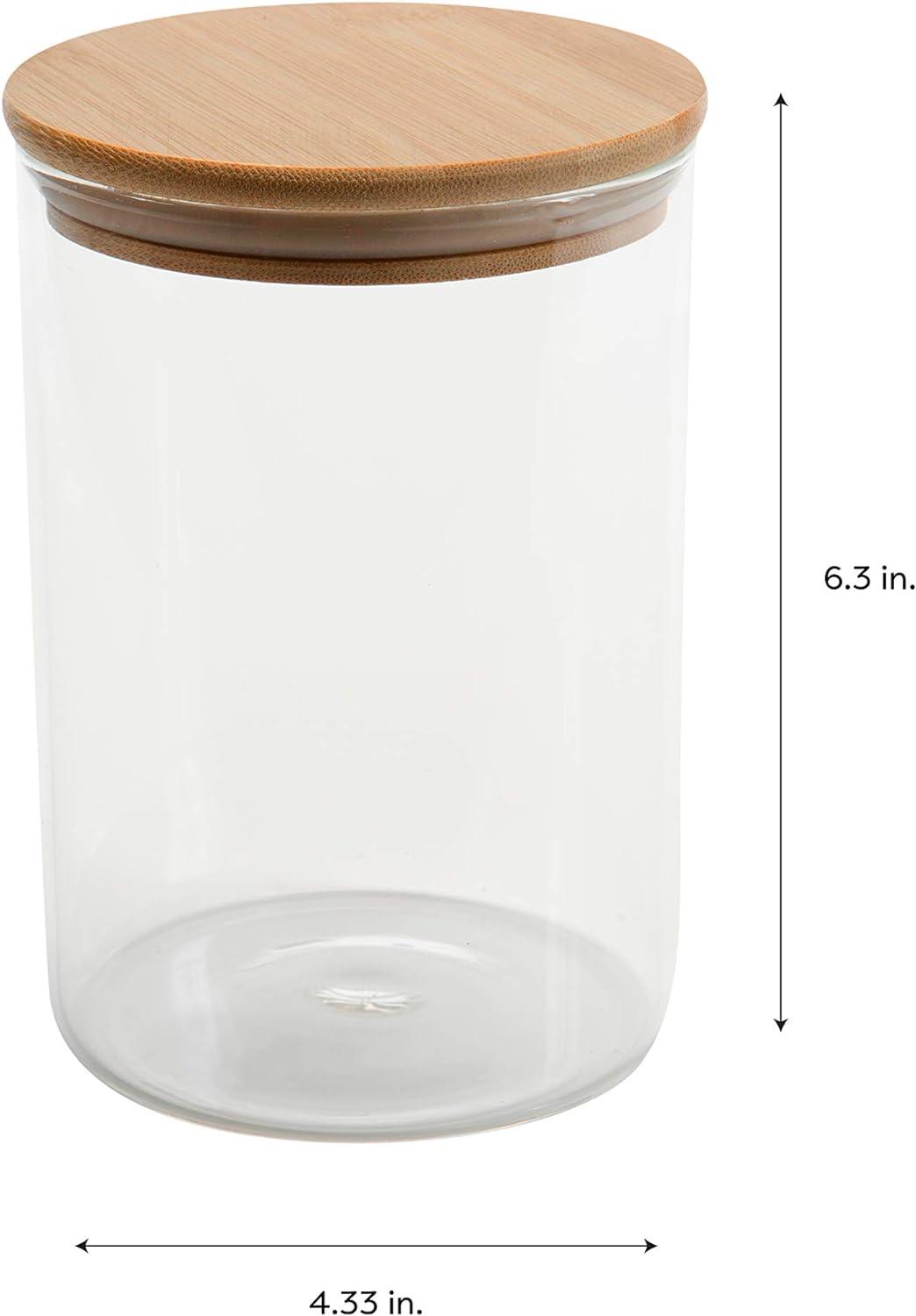 Eco-Friendly 1L Clear Glass Storage Jar with Bamboo Lid