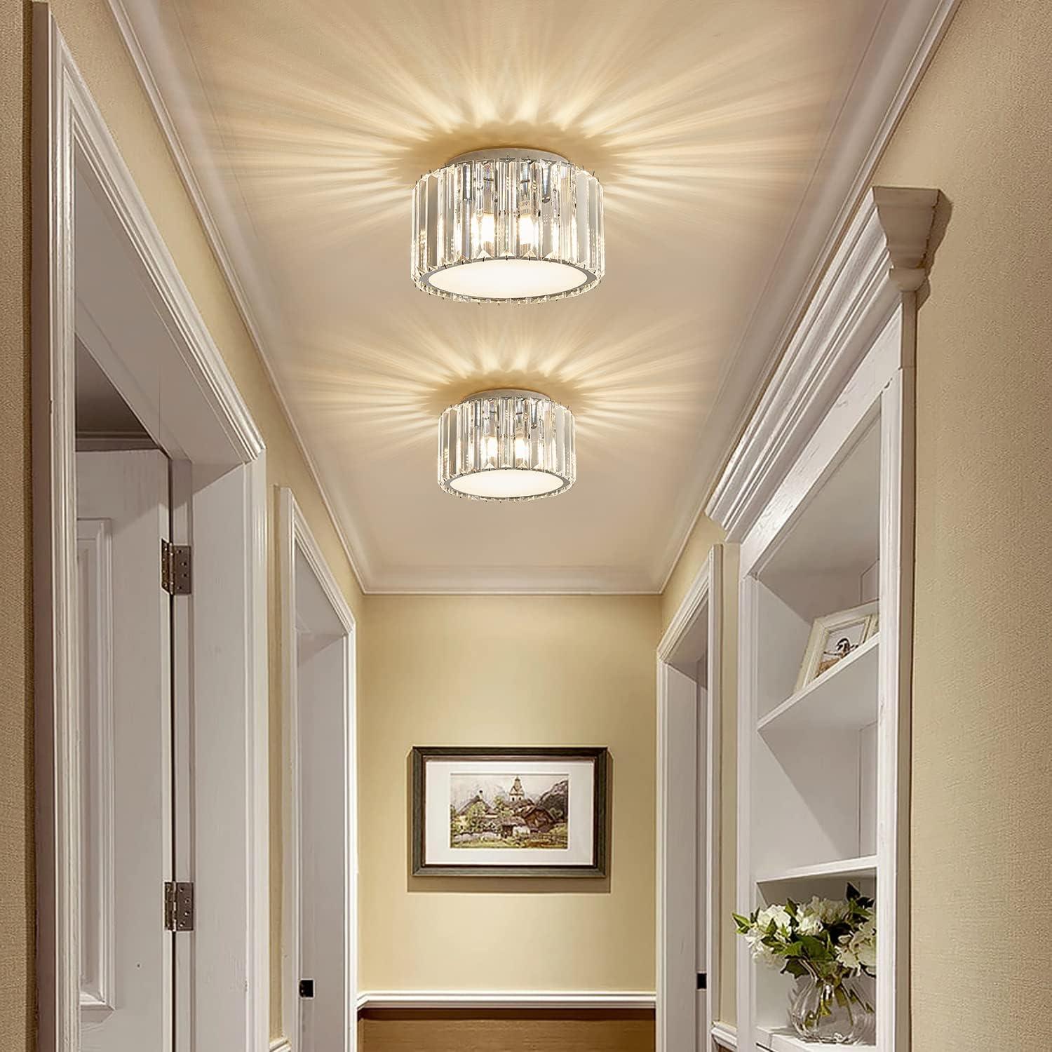 Mini Crystal Flush Mount Ceiling Light Fixture