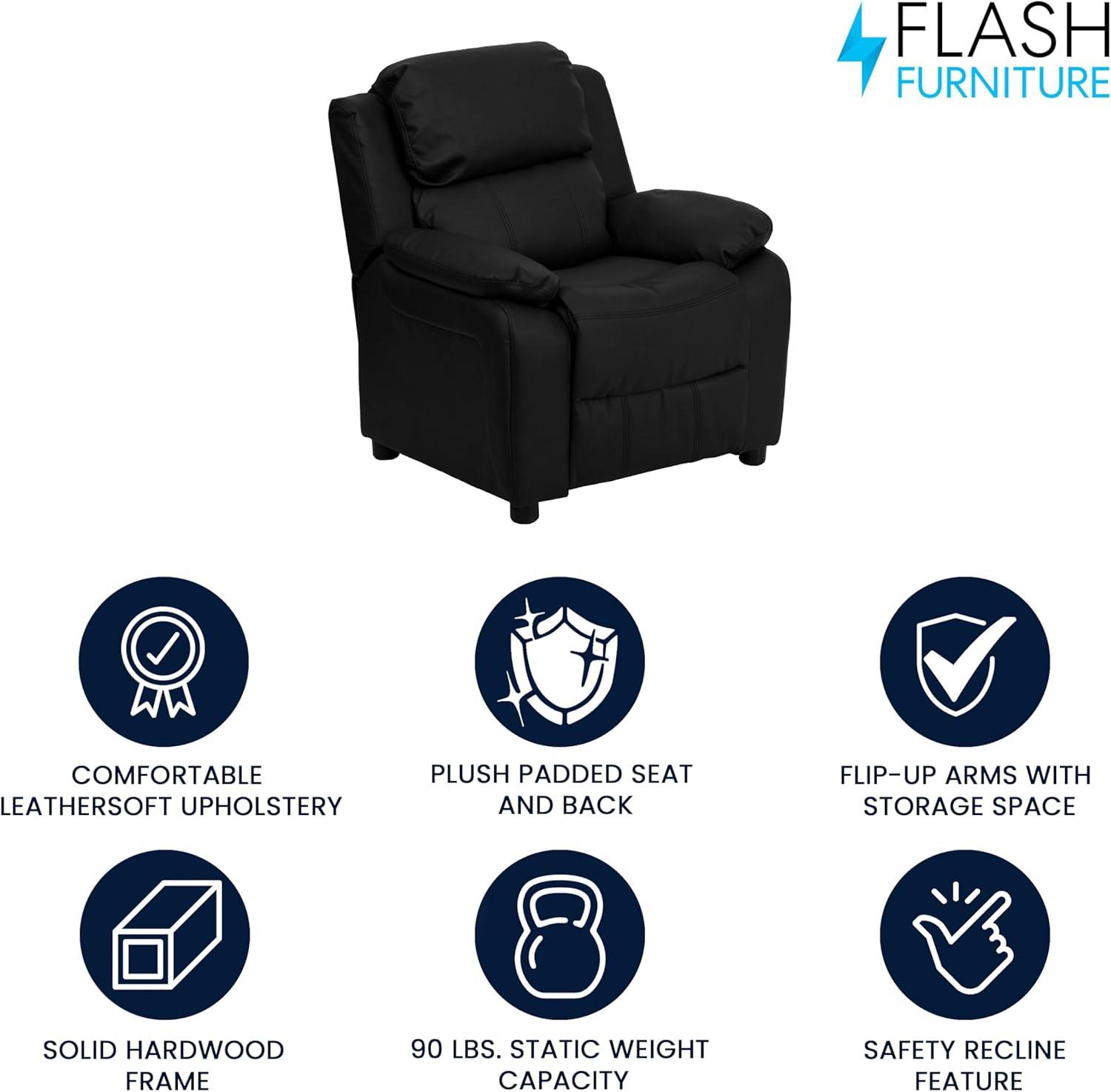 Flash Furniture Deluxe Padded Contemporary Kids Recliner with Storage Arms