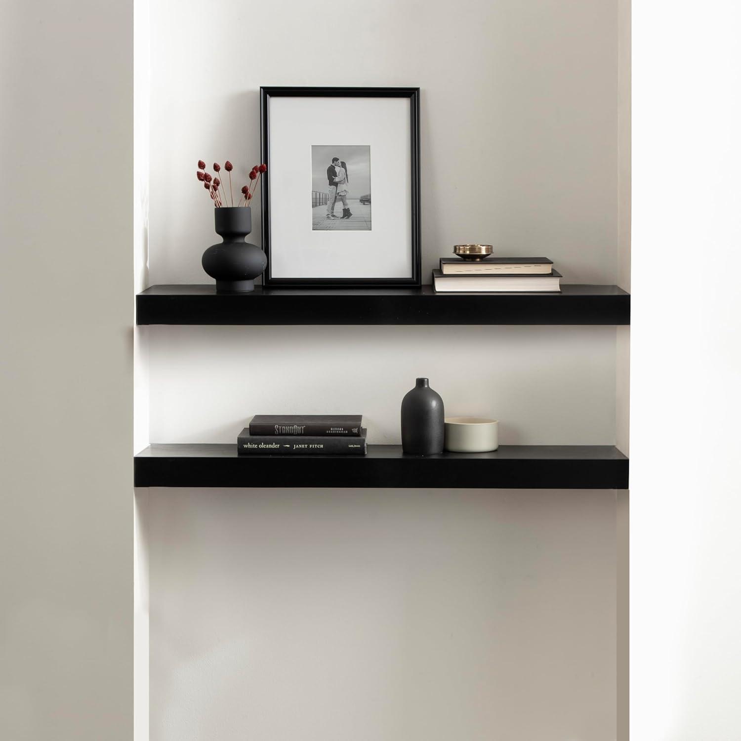 Kate & Laurel All Things Decor 36"x8" Havlock Wood Floating Shelf Black