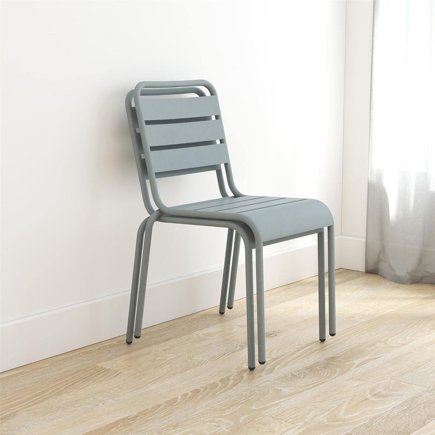 June Powder Coated Steel Outdoor Stacking Dining Side Chair