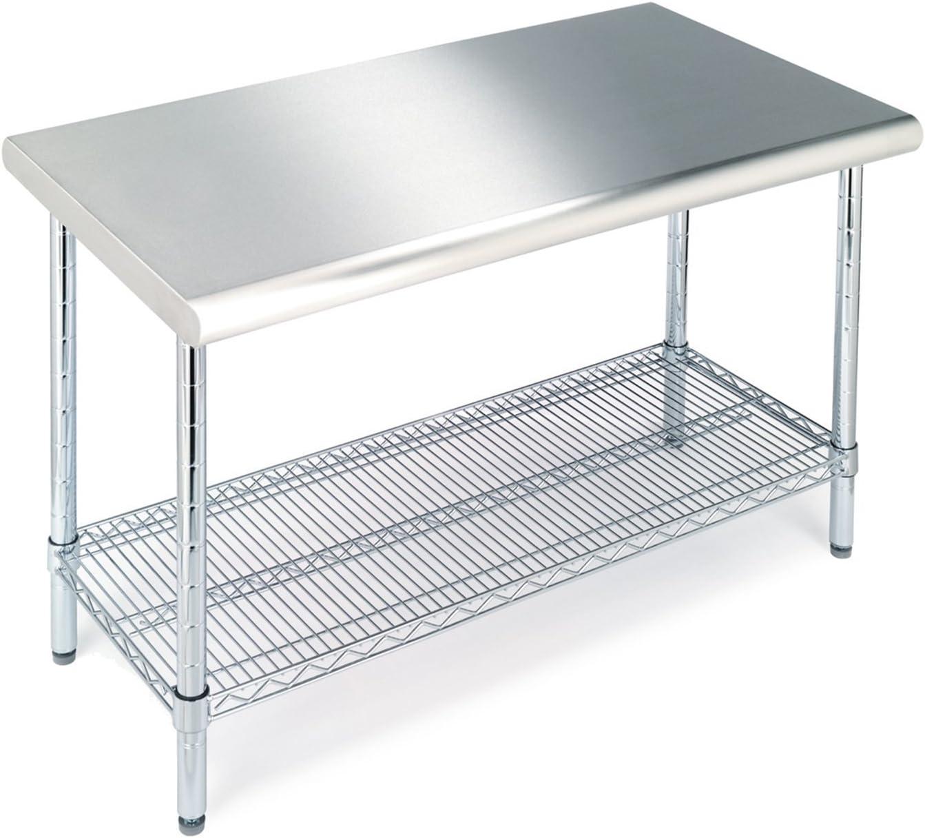 Commercial Stainless Steel Work Table with Chrome Frame