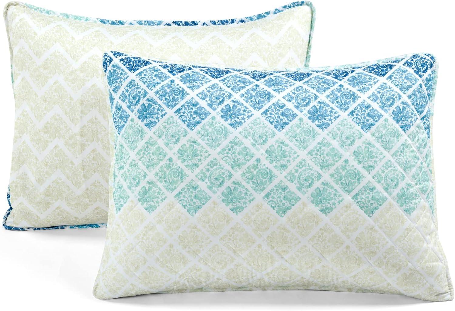 Lush Decor Medallion Ombre Yellow/Gray Microfiber Reversible 3 Piece Quilt Set