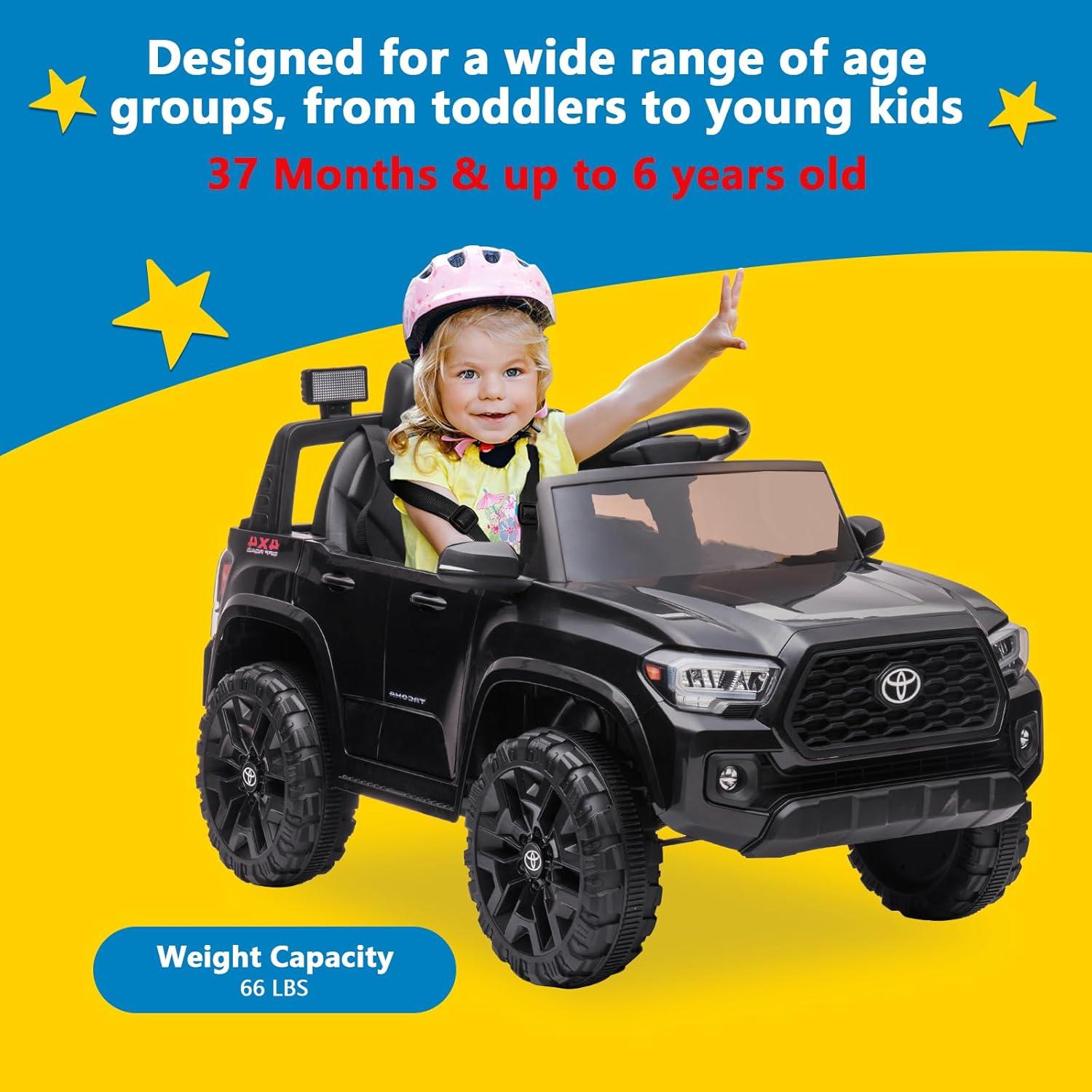 JUICCEE Officially Licensed Toyota Electric Ride on Vehicle for Kids, 12V Battery Powered Kids Ride on Car Toys with Parental Remote Control, Spring Suspension, Seat Belt and LED Lights