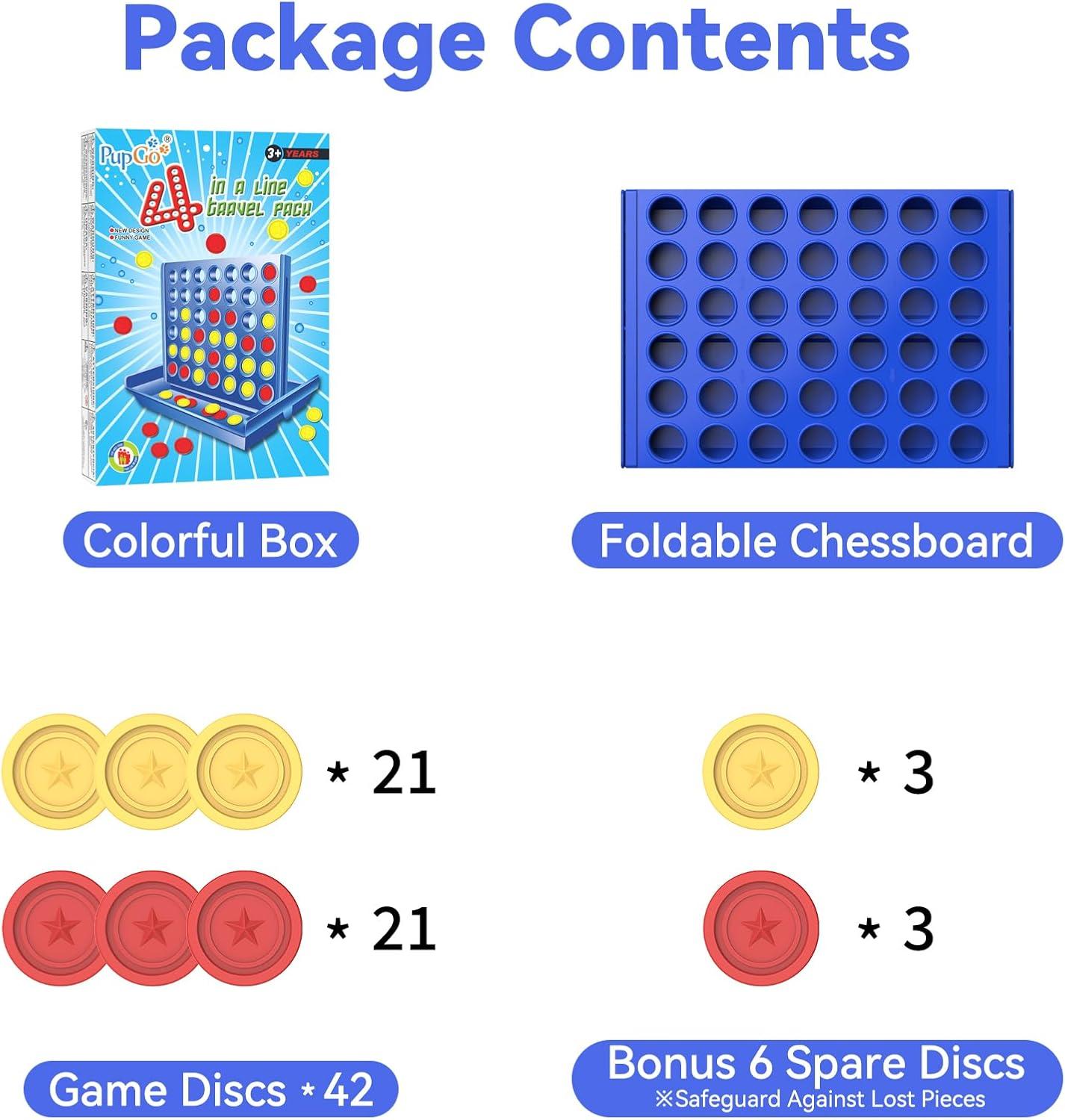 FNNMNNR Four in a Row Line Up 4 Gaming Fun Set  Travel Portable Convenient Size  Classic Fun Educational Family Games