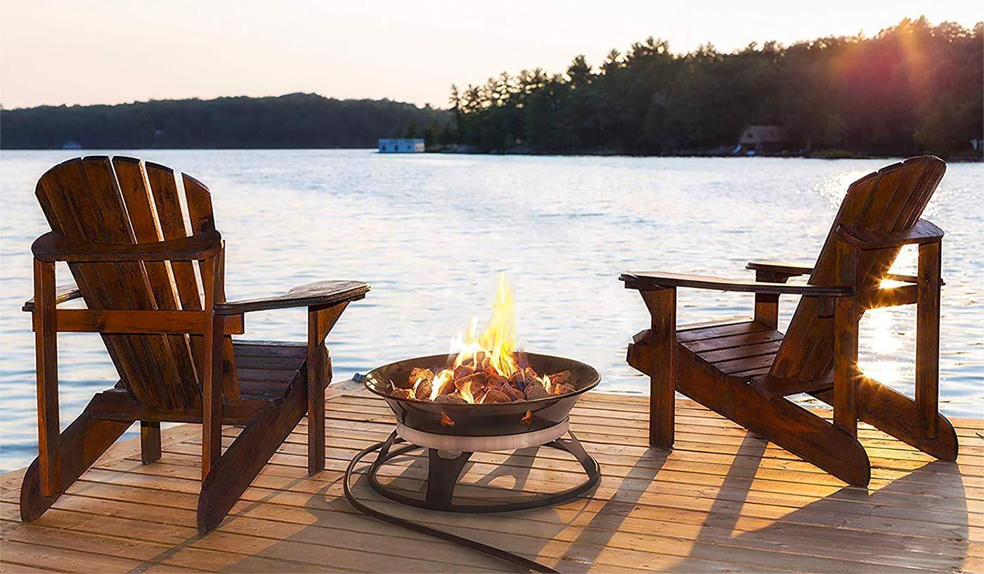 Outland Living Portable Propane Fire Pit, 21-inch, 58,000 BTU with Cover & Carry Kit, Smokeless Gas Firebowl| Helios Burner 863 Cypress