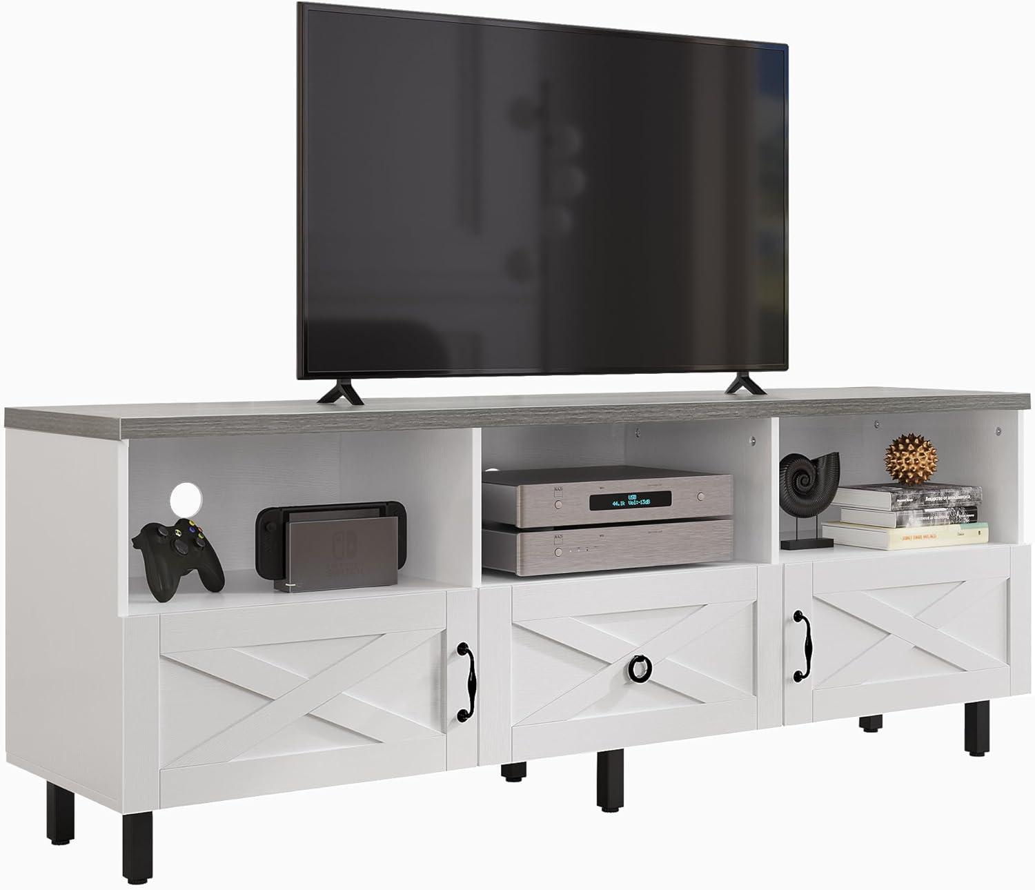 TV Stand for Up to 70 inch Farmhouse Entertainment Center with Storage Cabinet