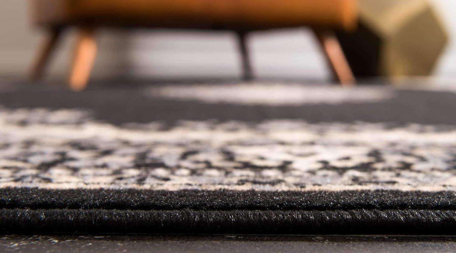 Elegant Medallion 9' x 12' Synthetic Area Rug in Red, Black, and Cream