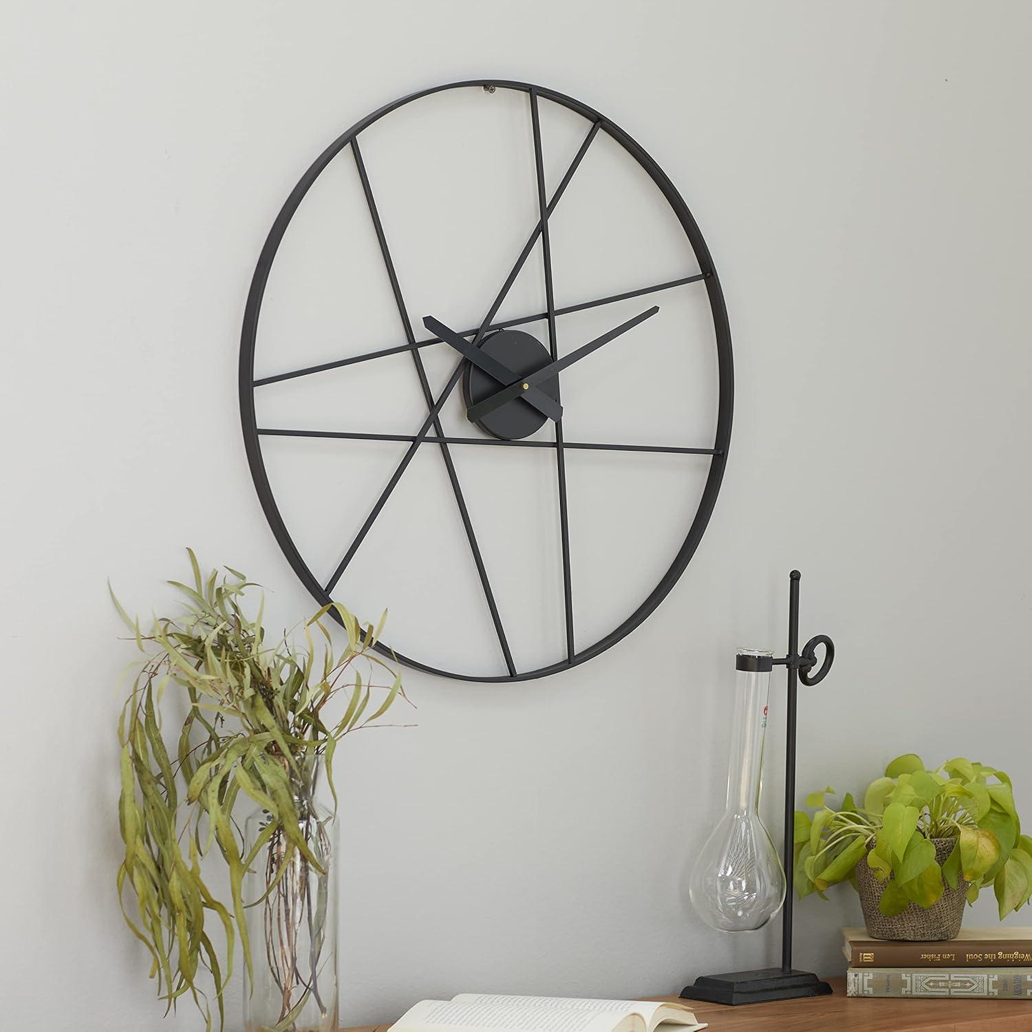 CosmoLiving by Cosmopolitan 24" Black Metal Open Frame Round Wall Clock