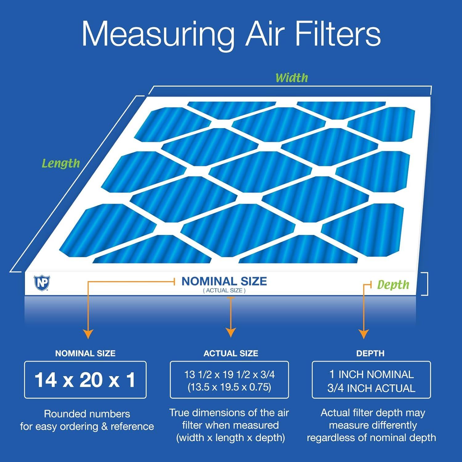 14x20x1 Pleated MERV 7 Air Filters 4 Pack