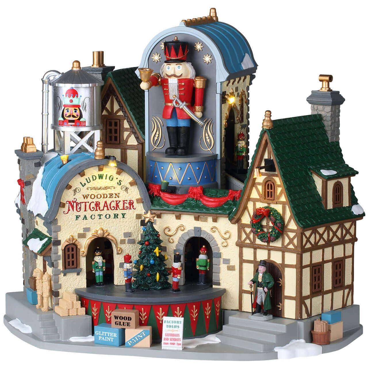 Ludwig's Victorian Wooden Nutcracker Factory with Christmas Music