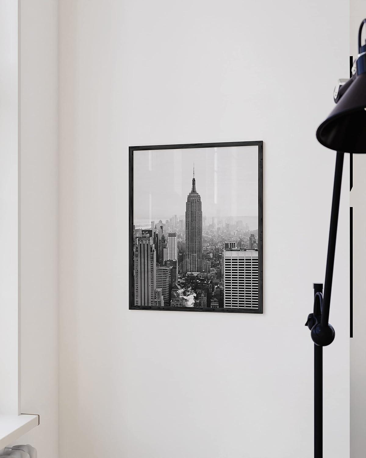 HAUS AND HUES New York Poster Gray Empire State NYC Wall Art New York City Wall Art NYC Skyline Wall Art Empire State Building Wall Art Black and White | UNFRAMED 12” x 16”