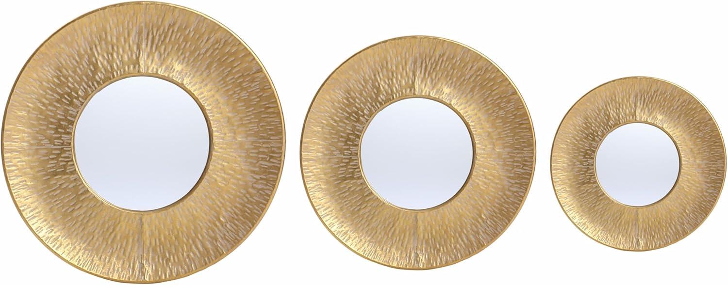 LuxenHome 3-Piece Gold Metal Round Wall Mirror Set