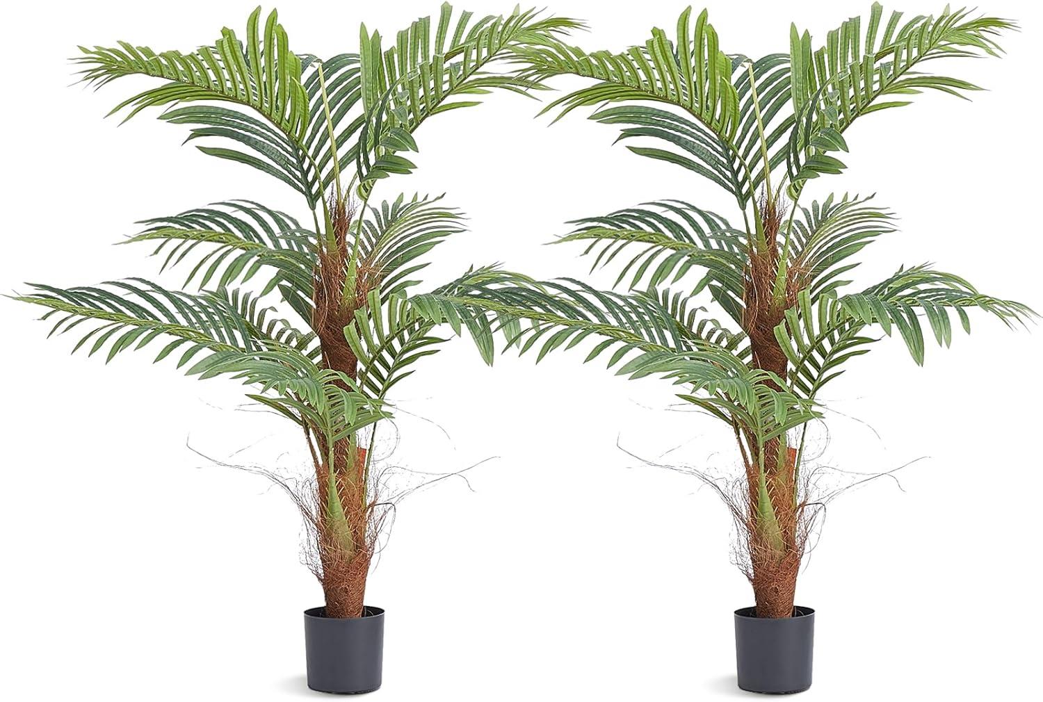 47.99'' Green Plastic Potted Palm Floor Plant with Lights