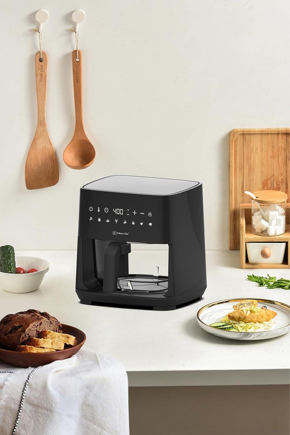Culinary Chef Culinary Chef 4.5-Quart Electric Air Fryer with Glass Basket, Adjustable Temperature, Touch Control