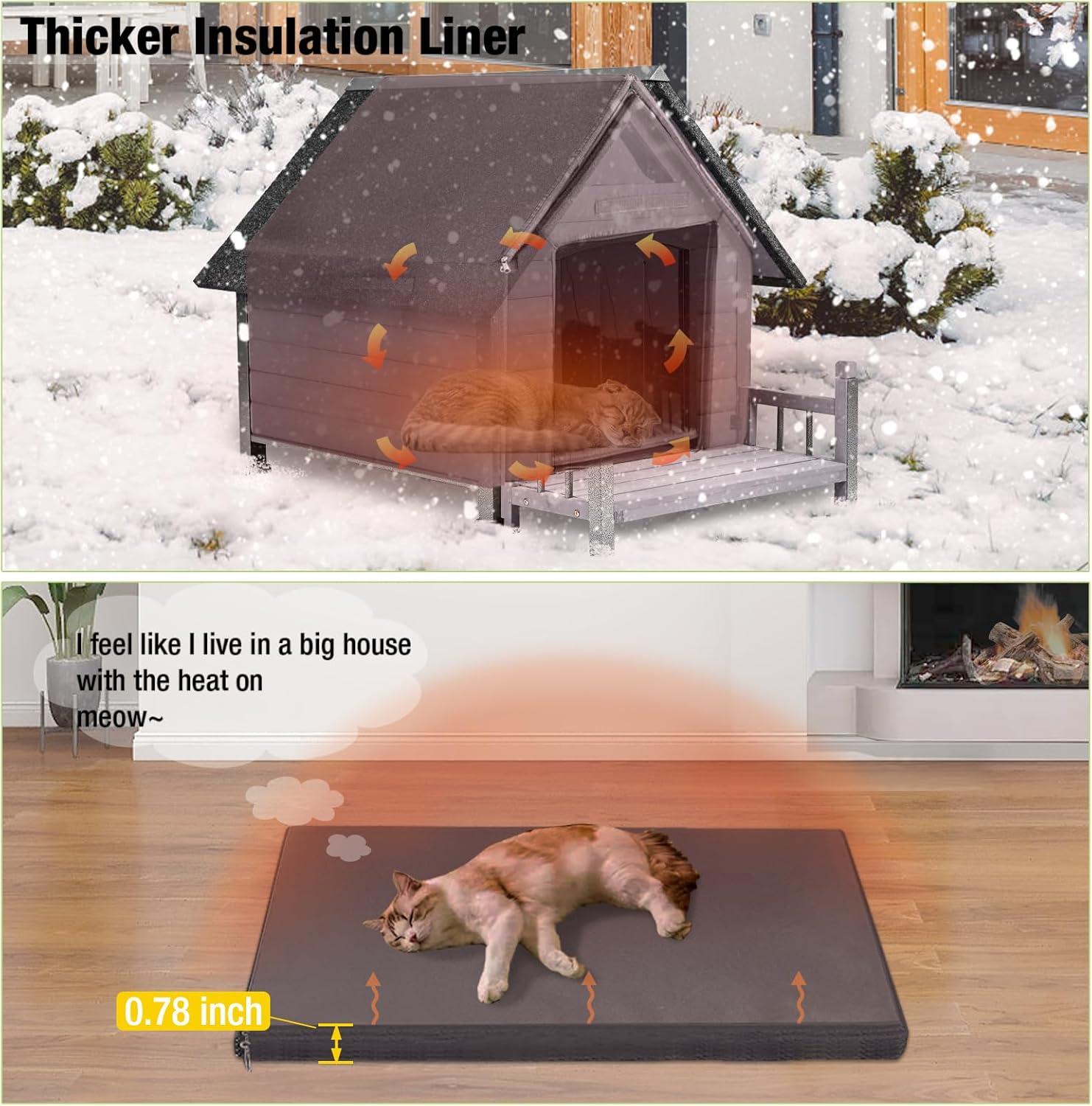 Aivituvin-AIR81-IN Medium Insulated Dog House Gray 32.9"(L) x 45" (W) x 32.6"(H)