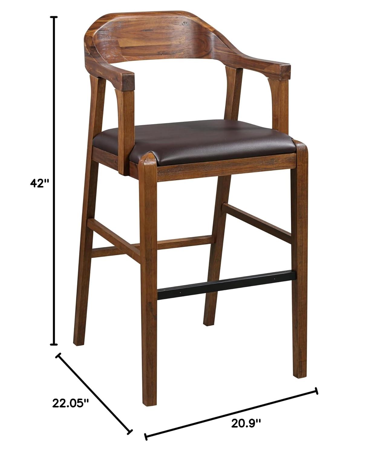 Rasmus Stationary Barstool: 29" Faux Leather, Eco-Friendly Wood, Fixed Height - Boraam
