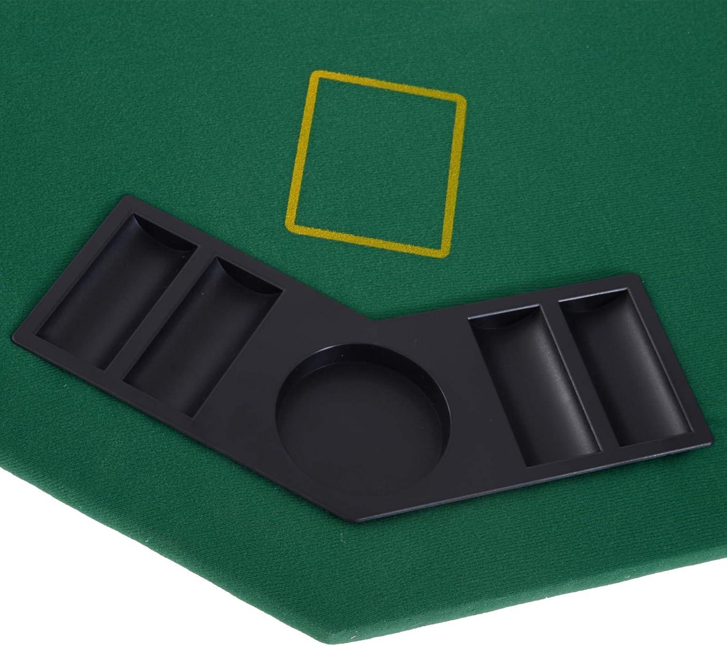 Soozier 47.25" 8 Player Folding Octagon Poker Table for Blackjack Poker Game with Cup Holders, Green