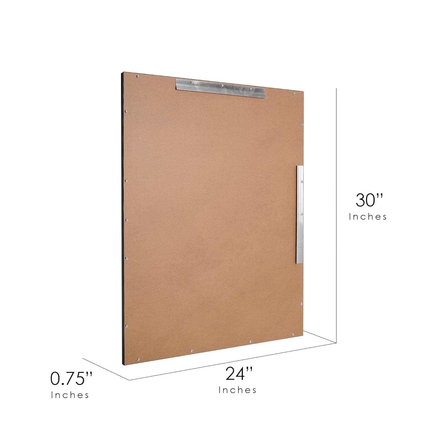 Head West Beveled Edge Rectangle Wall Mirror with Brushed Chrome and Black Metal Frame for Home Interior Accent 24" x 30"