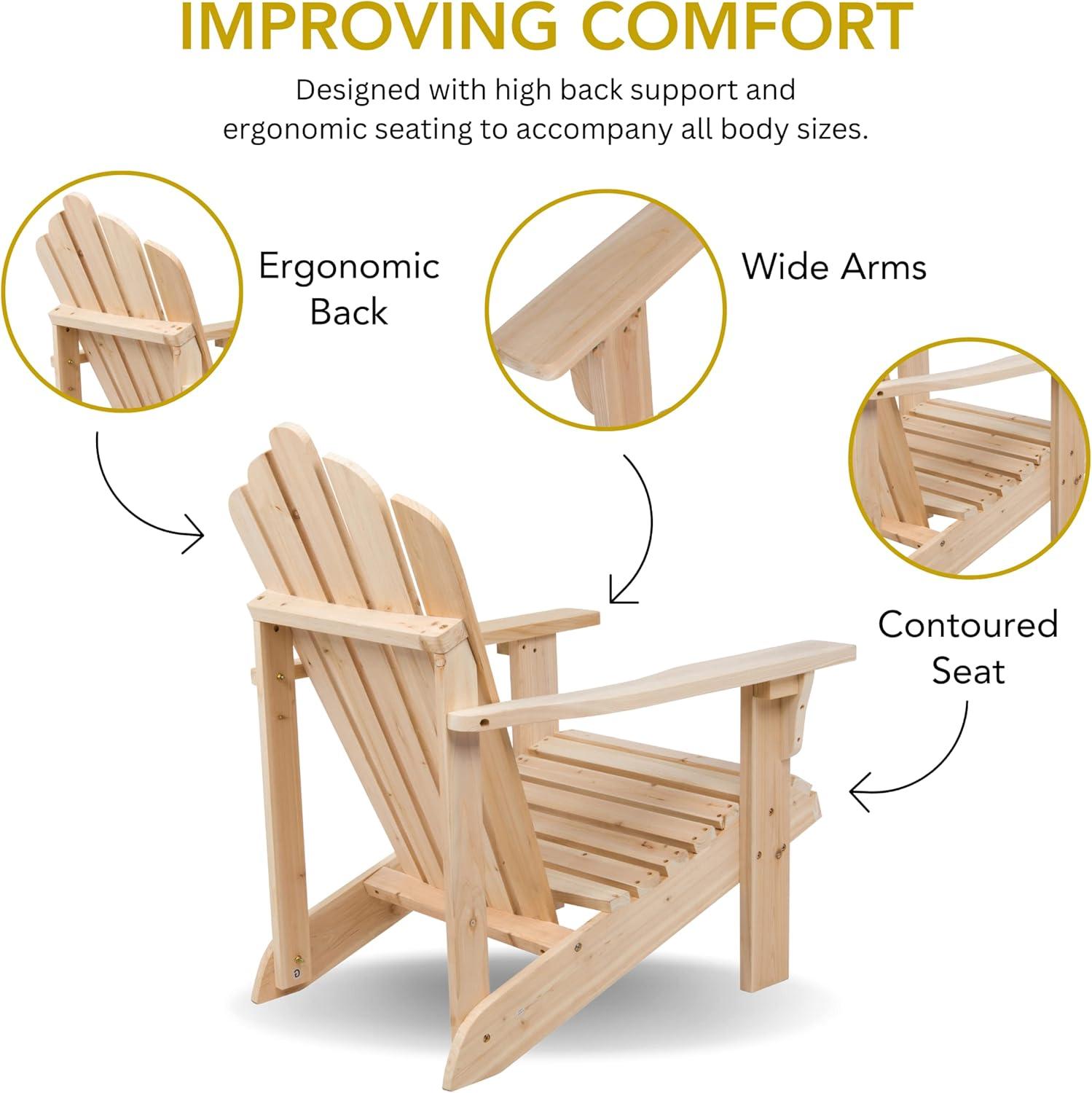 Shine Company Westport Cedarwood Indoor Outdoor Adirondack Chair, Natural