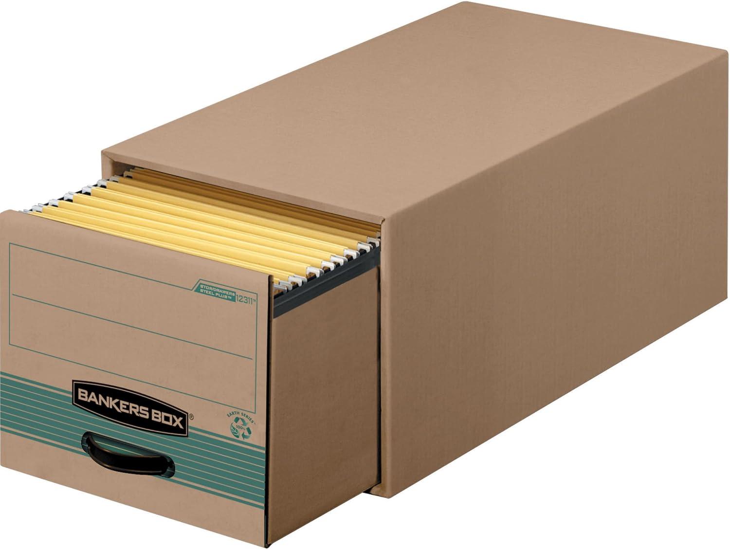 Bankers Box 1231101 14 in. x 25.5 in. x 11.5 in. STOR/DRAWER STEEL PLUS Letter Storage Drawers - Kraft/Green (6/Carton)