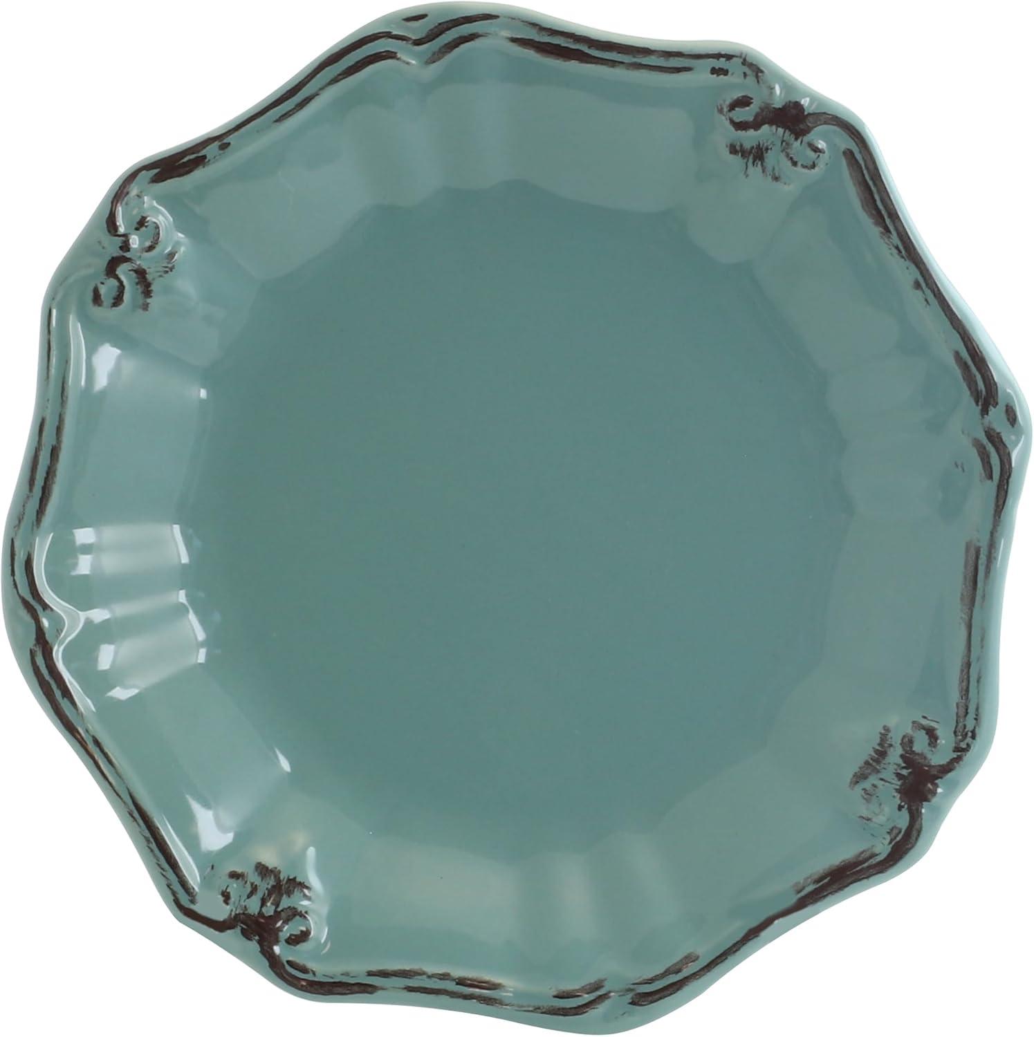Elama Fleur De Lys 20-Piece Dinnerware Set in Turquoise