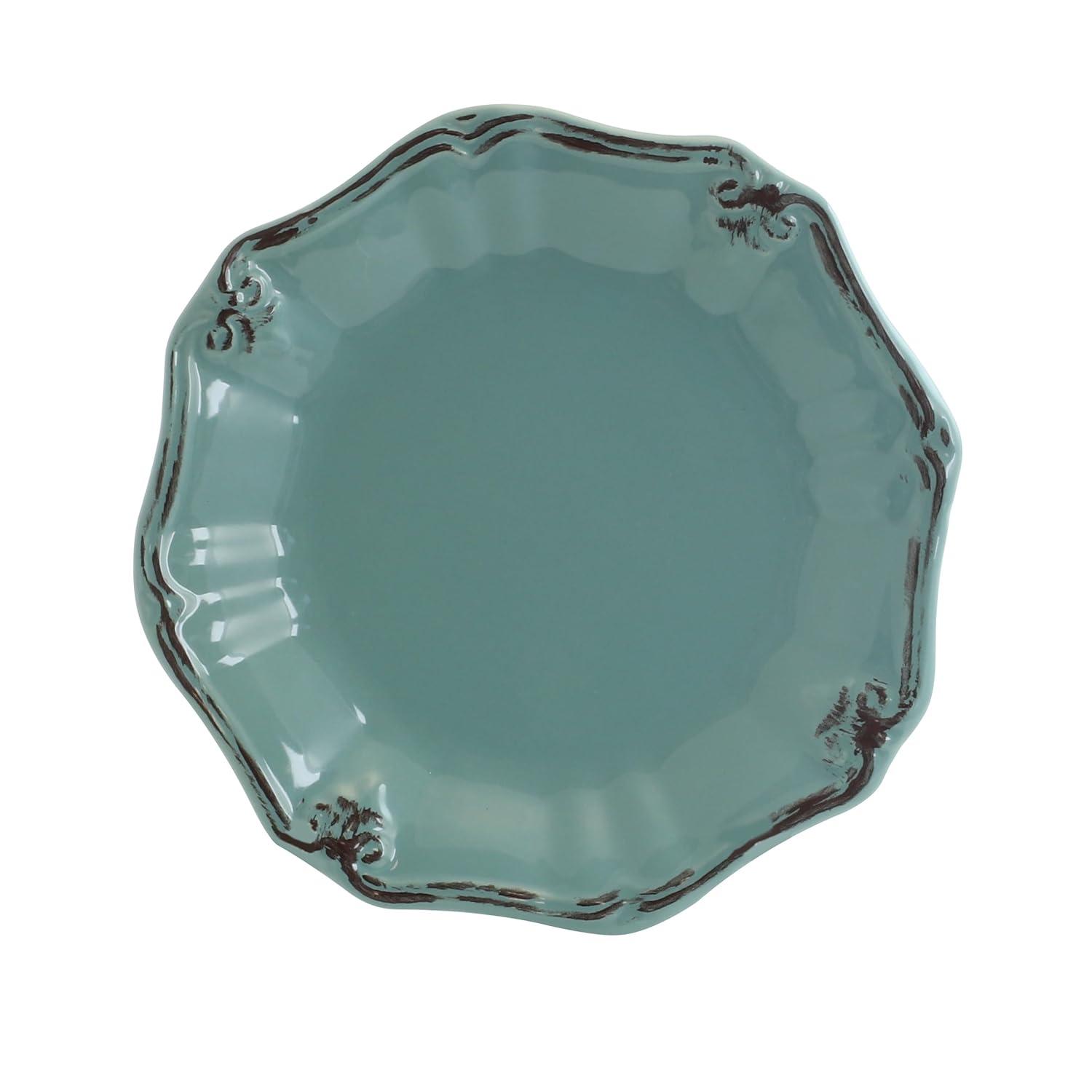 Elama Fleur De Lys 20-Piece Dinnerware Set in Turquoise