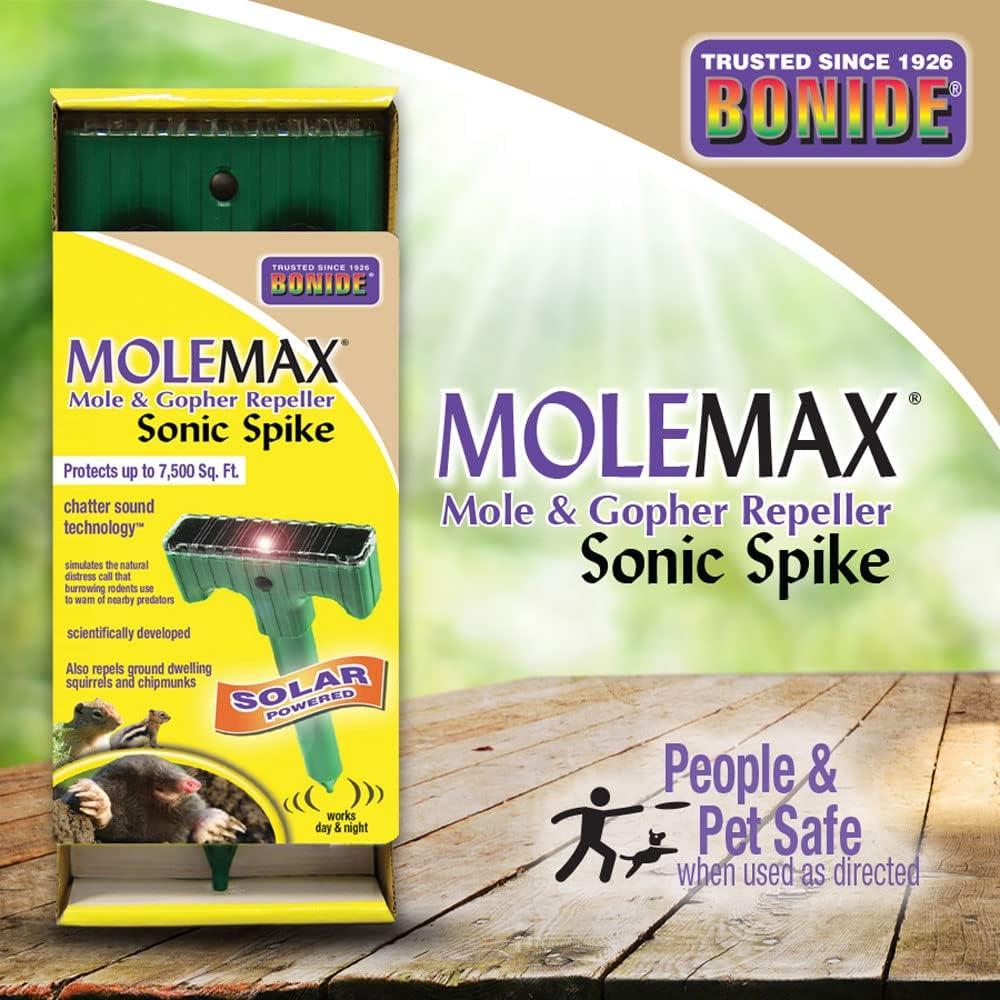 Bonide MoleMax Mole & Gopher Repeller Solar-Powered Sonic Spike with Chatter Sound Technology