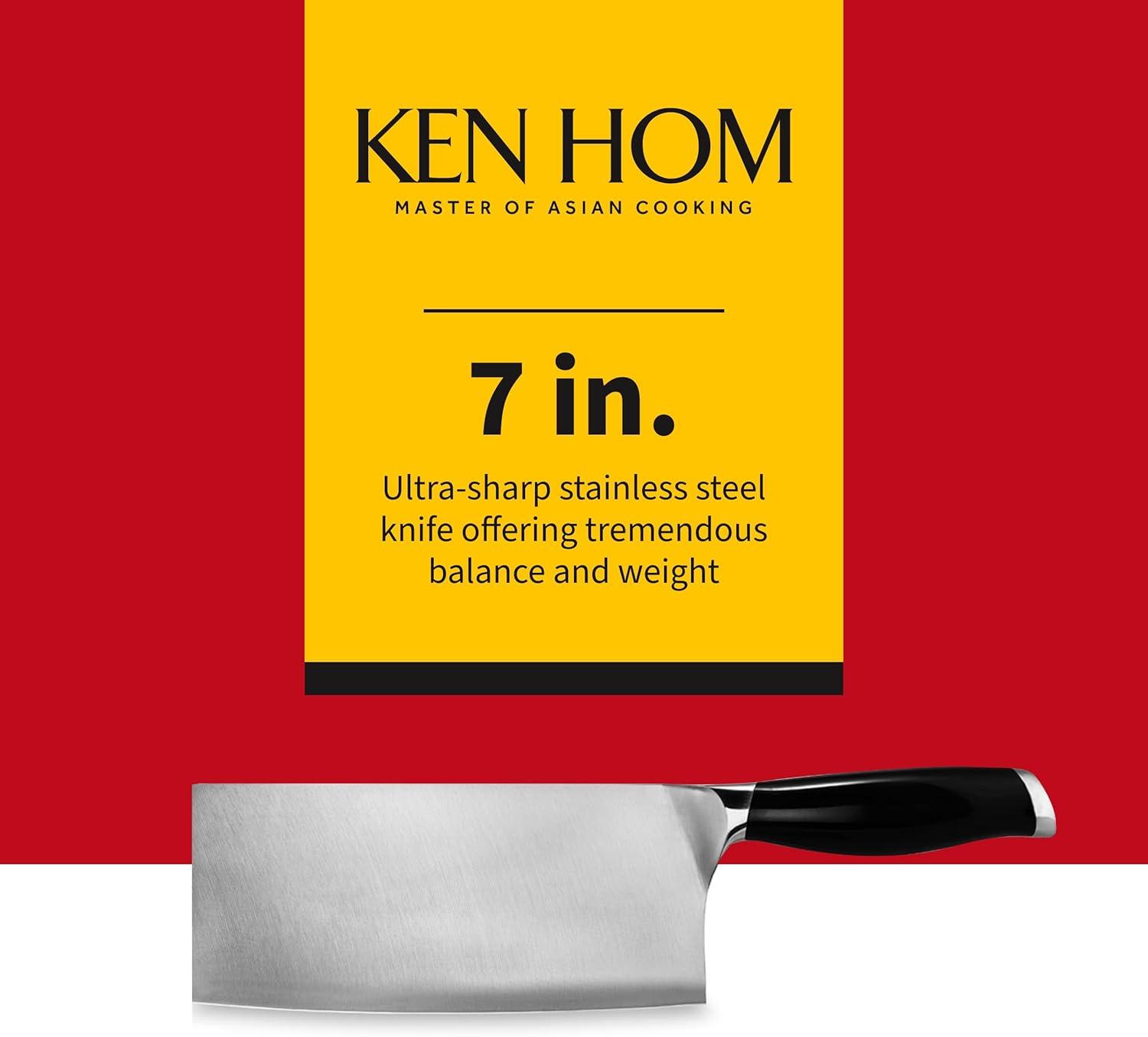 Ken Hom 7-Inch Stainless Steel Black Handle Cleaver