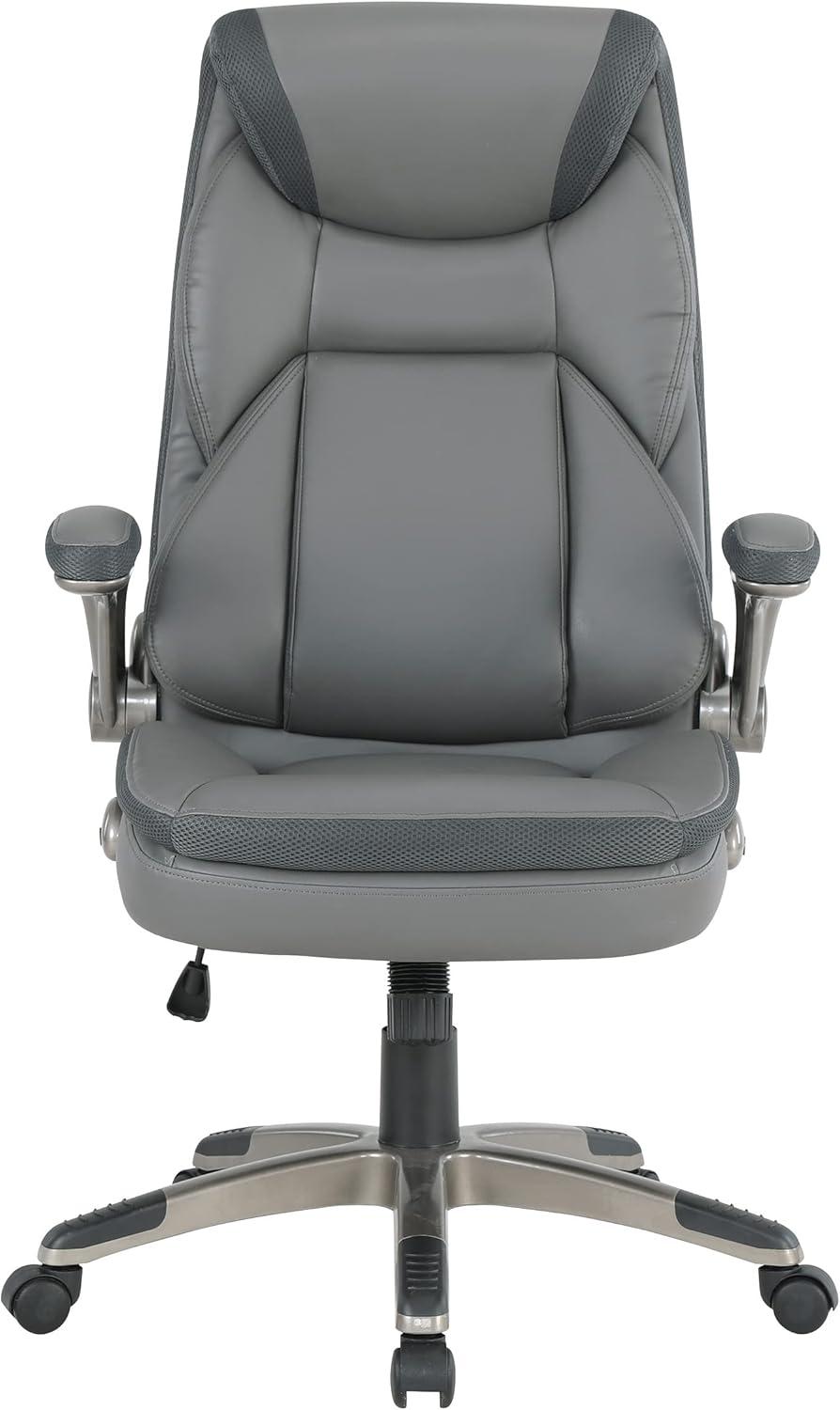 Executive Charcoal Bonded Leather Chair with Titanium Coated Nylon Base