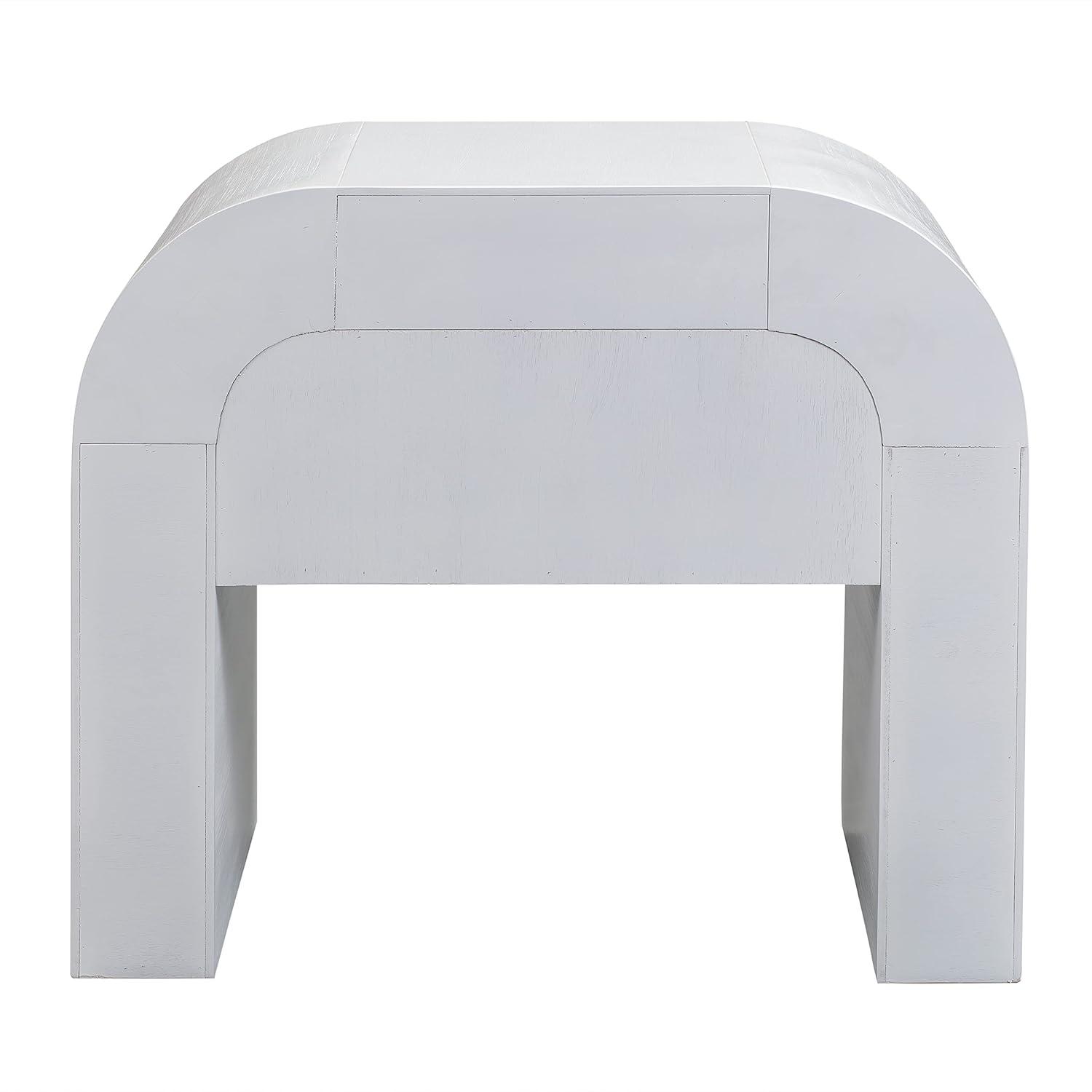 TOV Furniture Hump White Acacia Nightstand with Gold Accents
