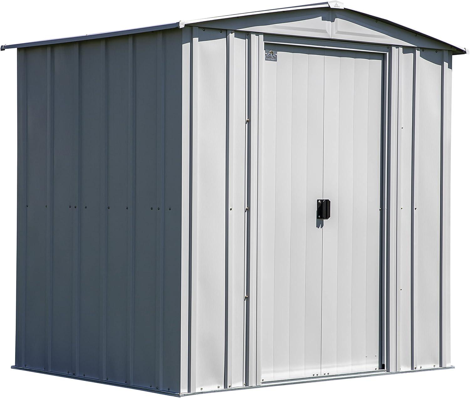 Arrow Classic 6x5 Flute Grey Steel Storage Shed with Sliding Doors