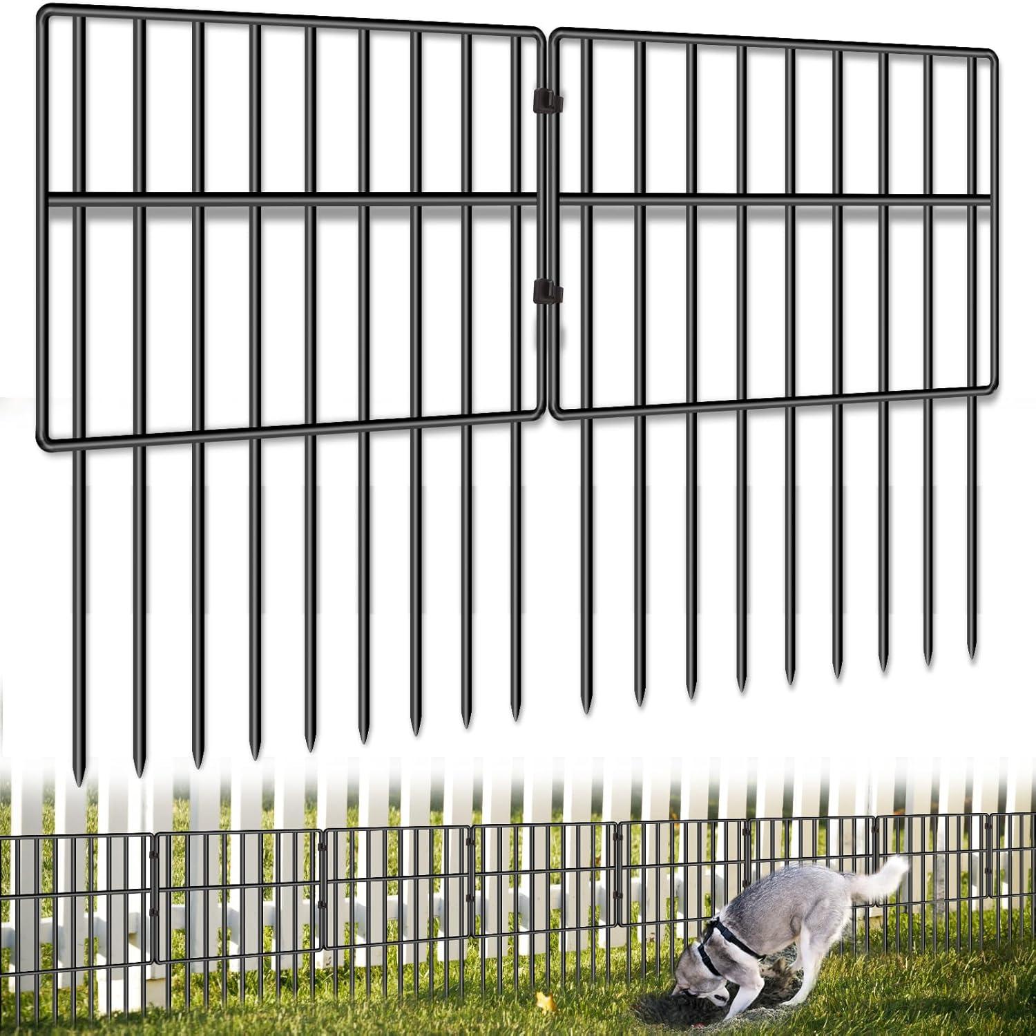 27ft Black Metal No Dig Garden Animal Barrier Fence