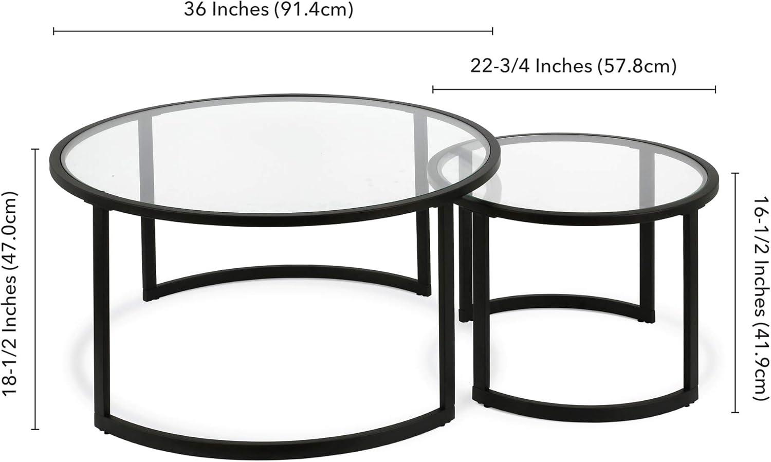 Ivalee 36" Glass And Steel Round Nested Coffee Tables