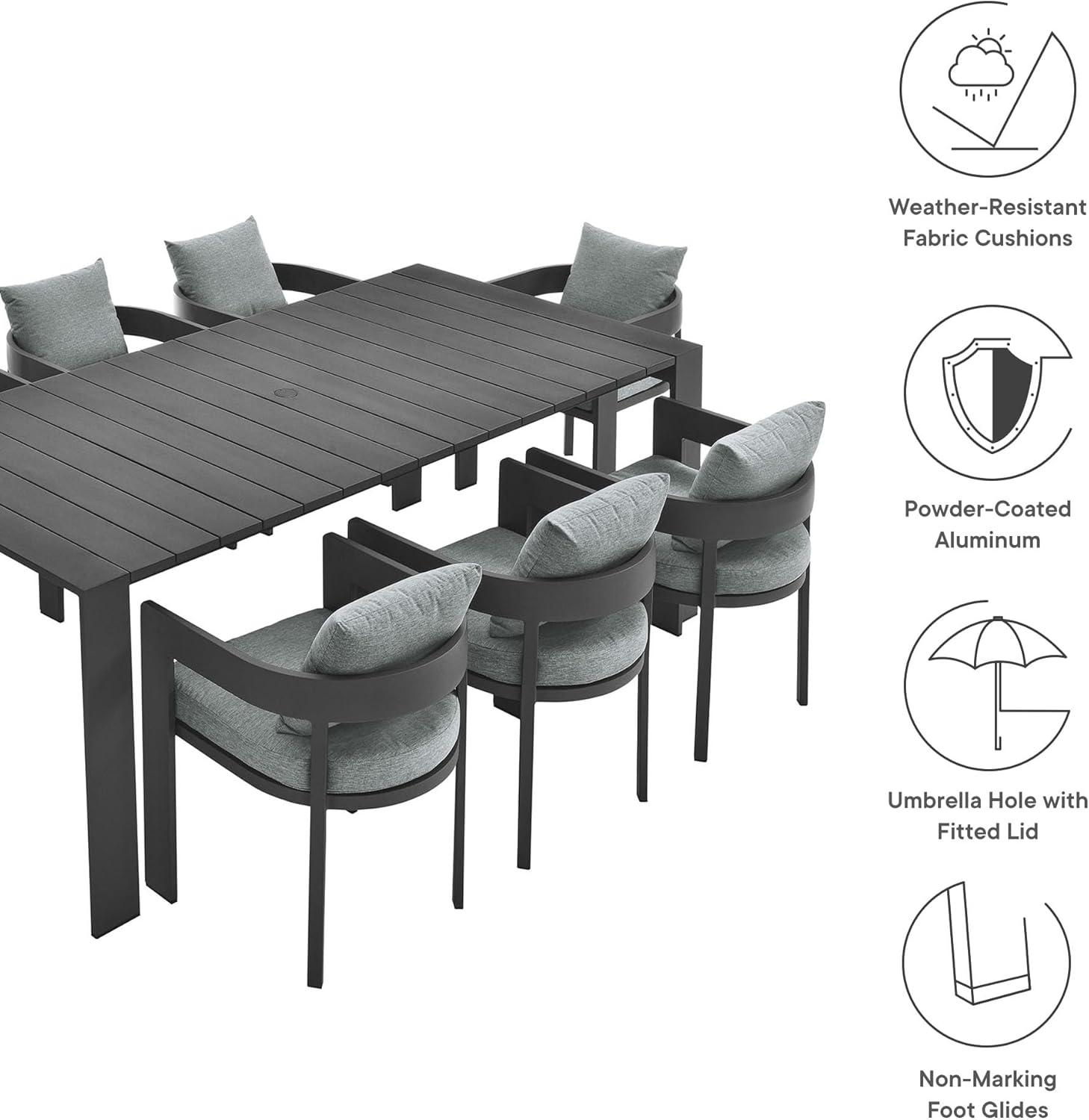 Tahoe Gray Aluminum 9-Piece Outdoor Dining Set with Cushions