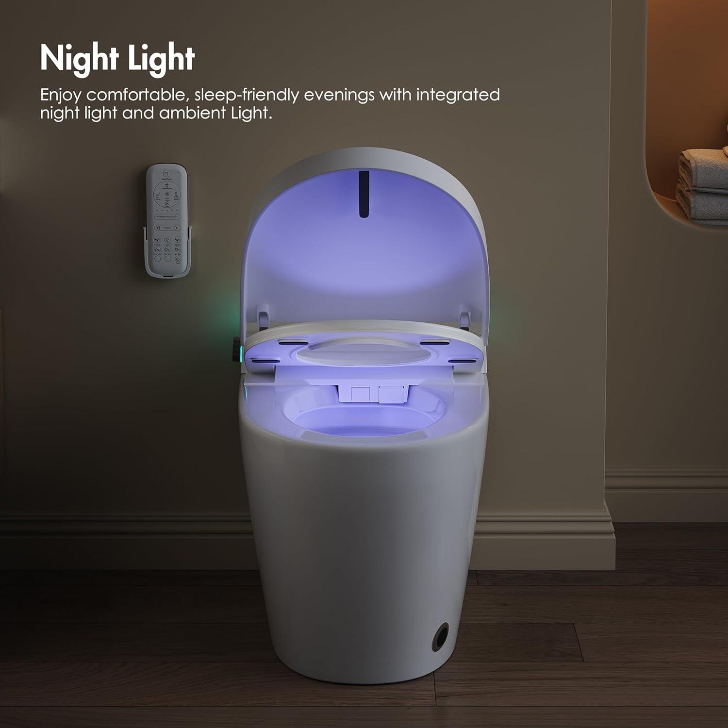 Eridanus White Vitreous China Smart Bidet Toilet with Heated Seat and Remote Control