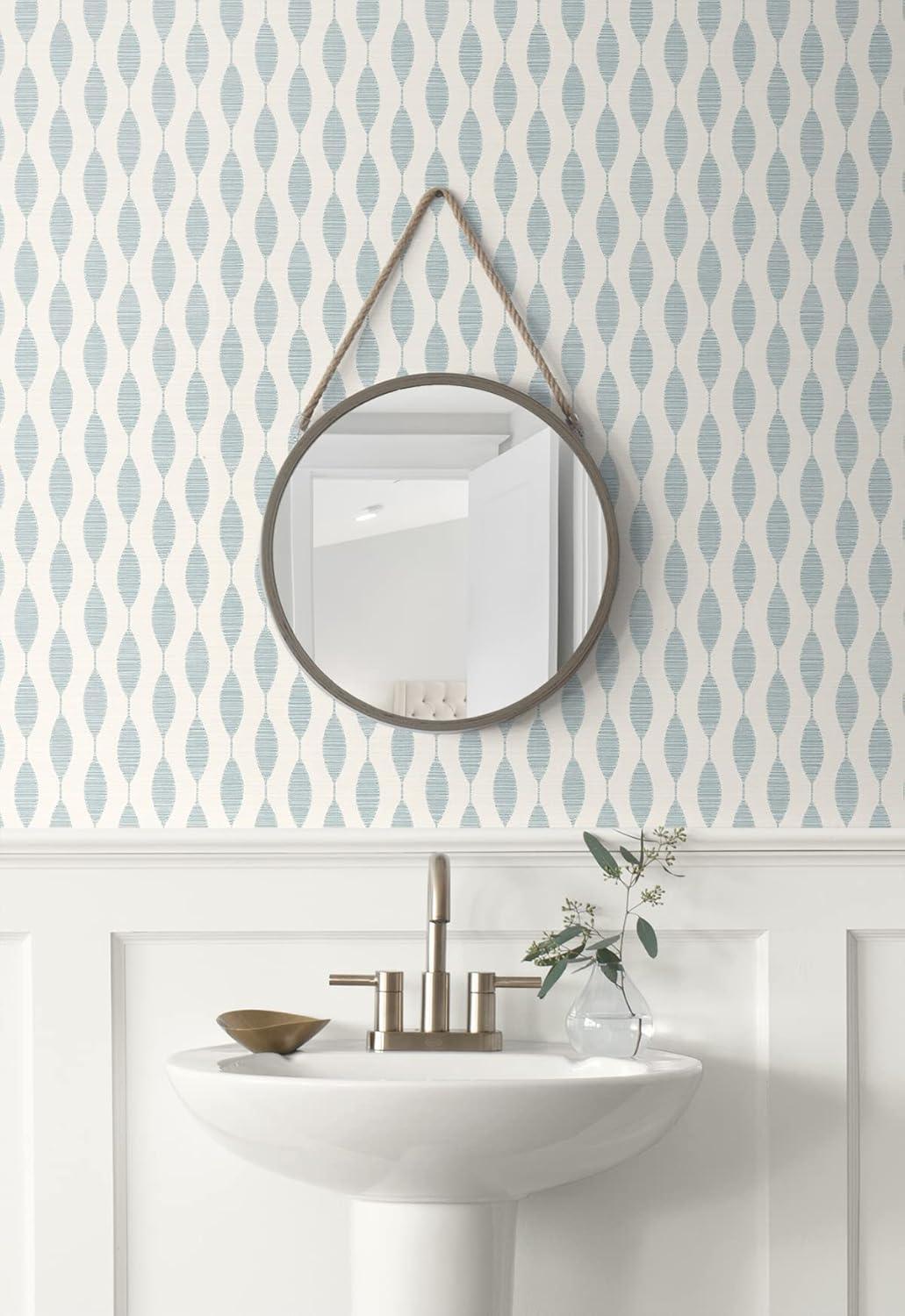 Stacy Garcia Home Ditto Geometric Peel and Stick Wallpaper Light Blue: Vinyl, Self-Adhesive, Repositionable, Washable, 30.75 Sq Ft Coverage