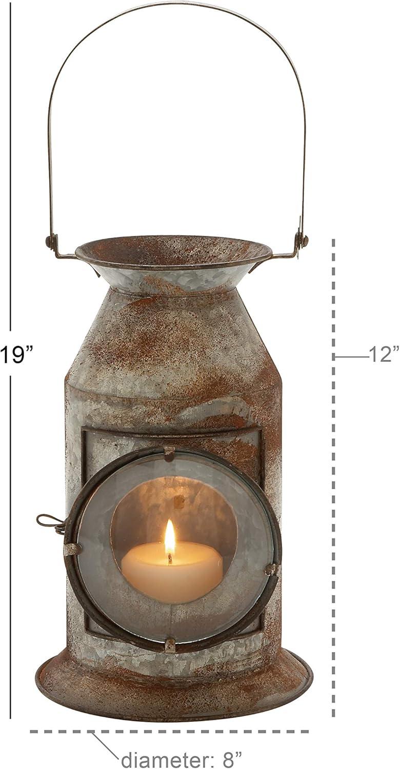 Rustic Gray Metal Hanging Candle Lantern, 8" x 19"