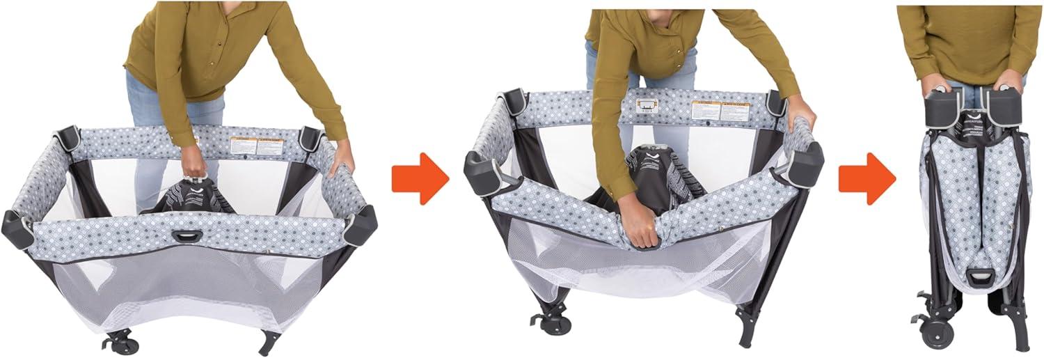 Baby Trend Nursery Den Playard with Snooze Pod and Flip Over Changer - Diamond Sage